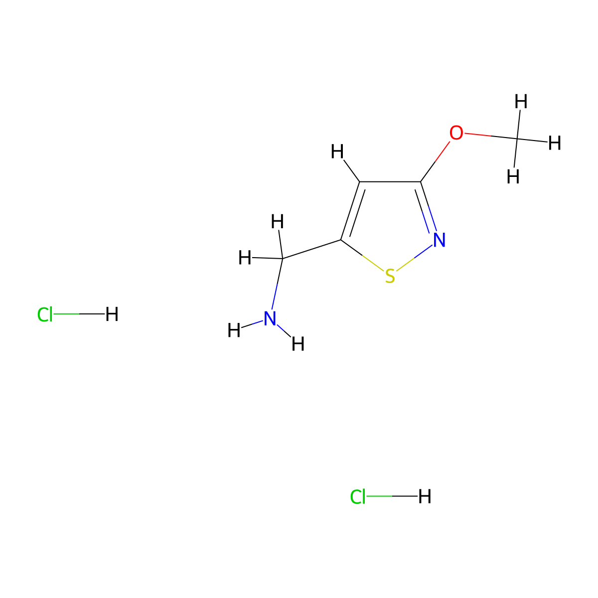 1-(3-Methoxy-1,2-thiazol-5-yl)methanamine dihydrochloride molecular structure, CAS 2490420-62-5