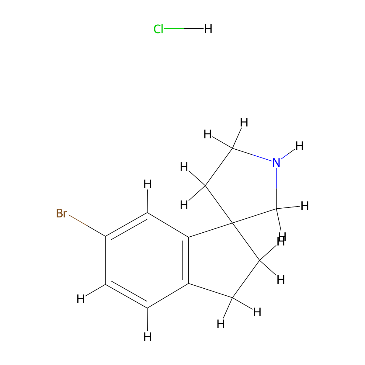 6-Bromo-2,3-dihydrospiro[indene-1,3'-pyrrolidine]hydrochloride molecular structure, CAS 2490420-70-5