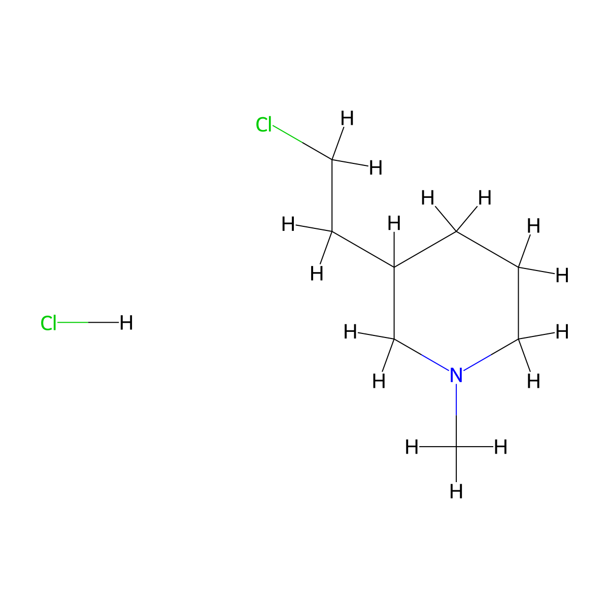 3-(2-Chloroethyl)-1-methylpiperidine hydrochloride molecular structure, CAS 2490420-72-7
