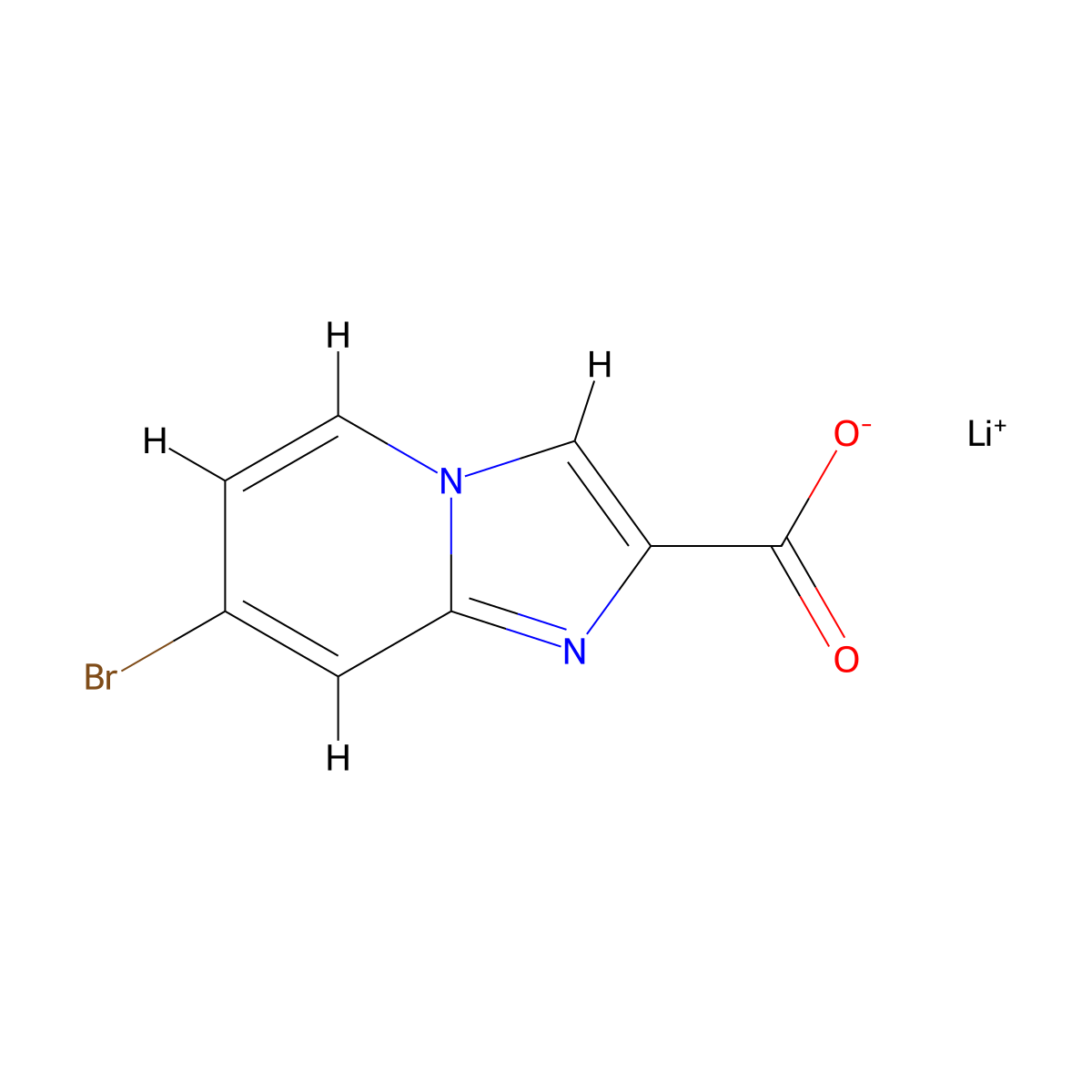 Lithium;7-bromoimidazo[1,2-a]pyridine-2-carboxylate molecular structure, CAS 2490426-26-9