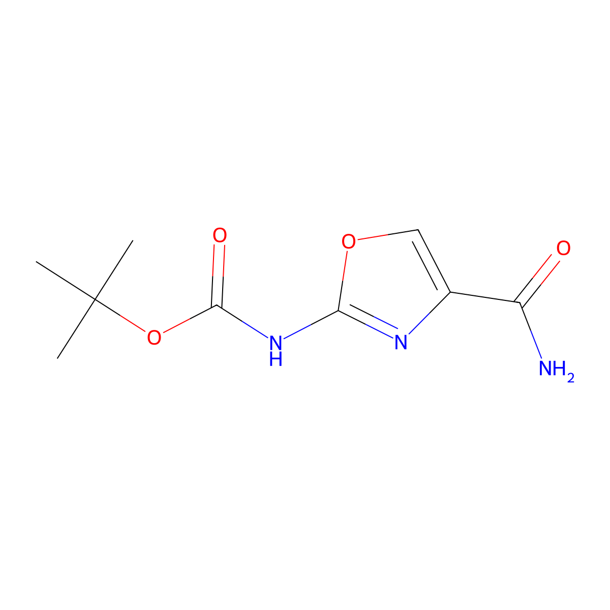 Tert-butyl N-(4-carbamoyl-1,3-oxazol-2-yl)carbamate molecular structure, CAS 2490426-29-2