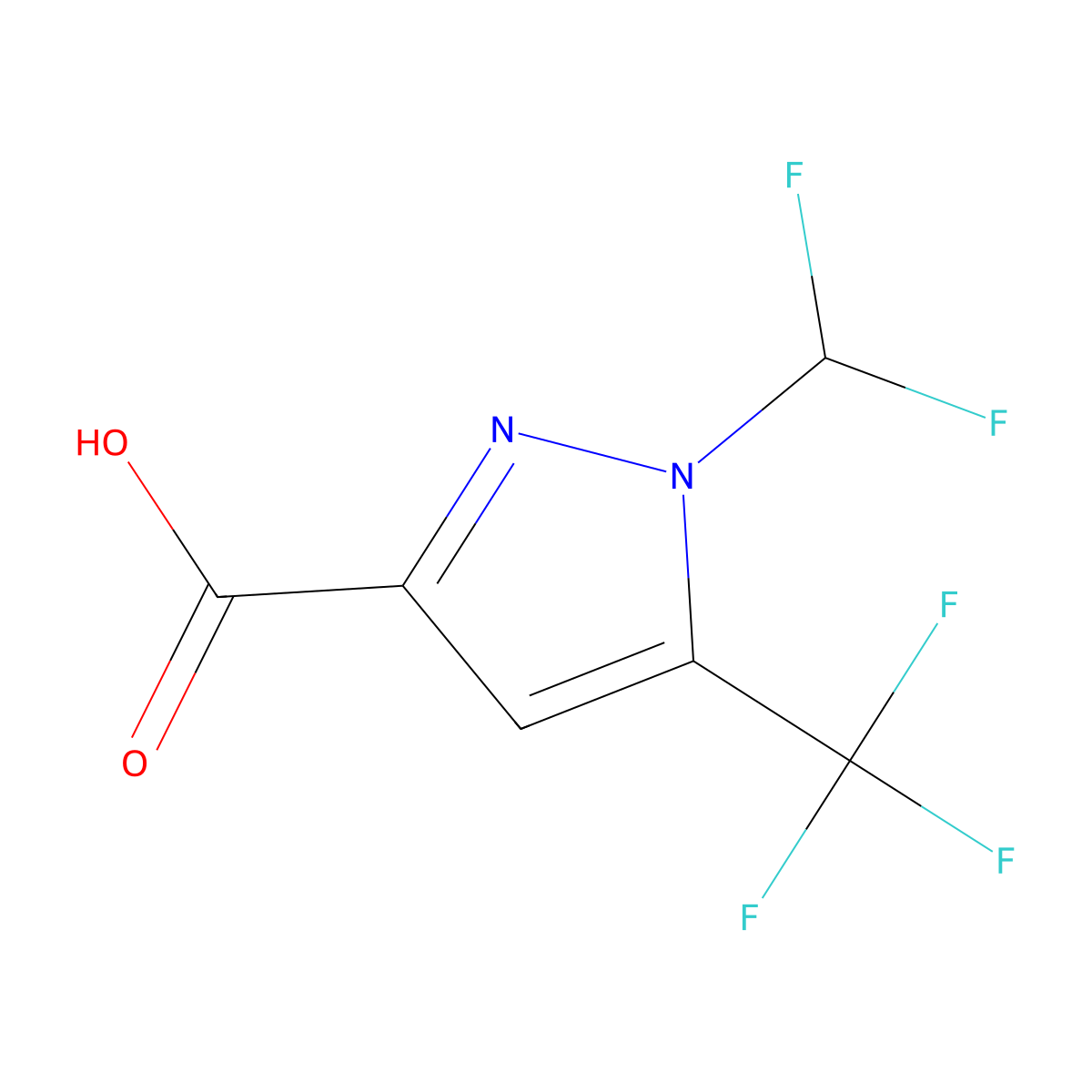 1-(difluoromethyl)-5-(trifluoromethyl)-1H-pyrazole-3-carboxylic acid molecular structure, CAS 2490426-34-9