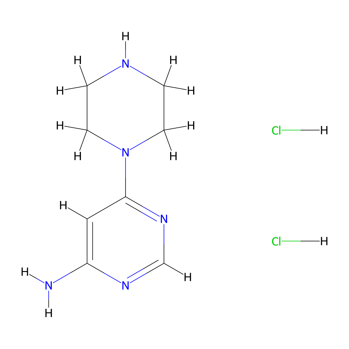 6-(Piperazin-1-yl)pyrimidin-4-aminedihydrochloride molecular structure, CAS 2490426-37-2