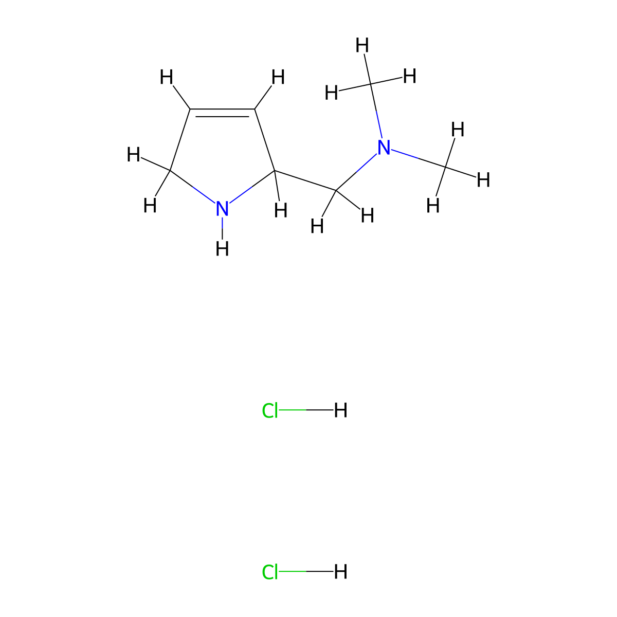 [(2,5-dihydro-1H-pyrrol-2-yl)methyl]dimethylaminedihydrochloride molecular structure, CAS 2490426-54-3