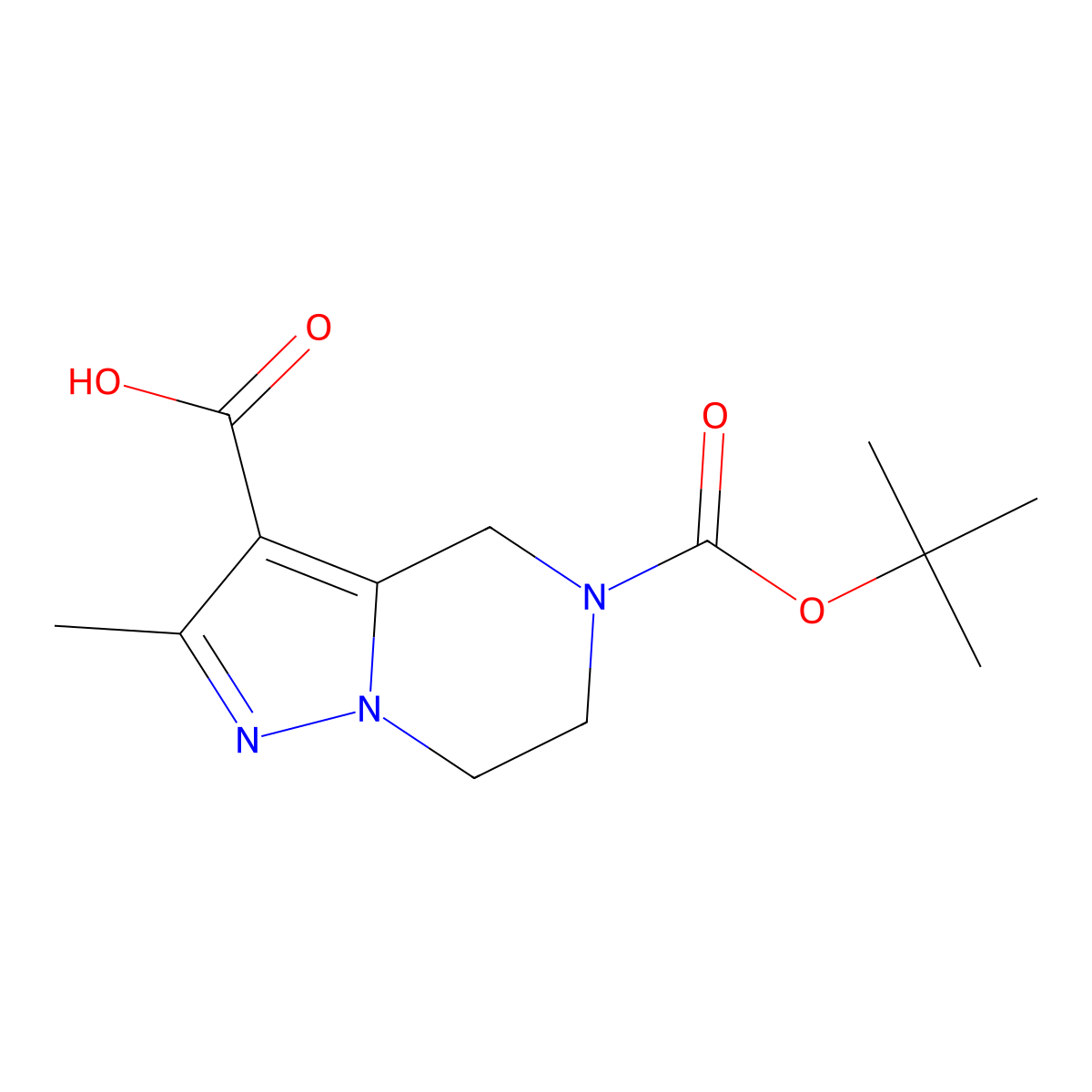 5-[(tert-butoxy)carbonyl]-2-methyl-4H,5H,6H,7H-pyrazolo[1,5-a]pyrazine-3-carboxylic acid molecular structure, CAS 2490430-01-6