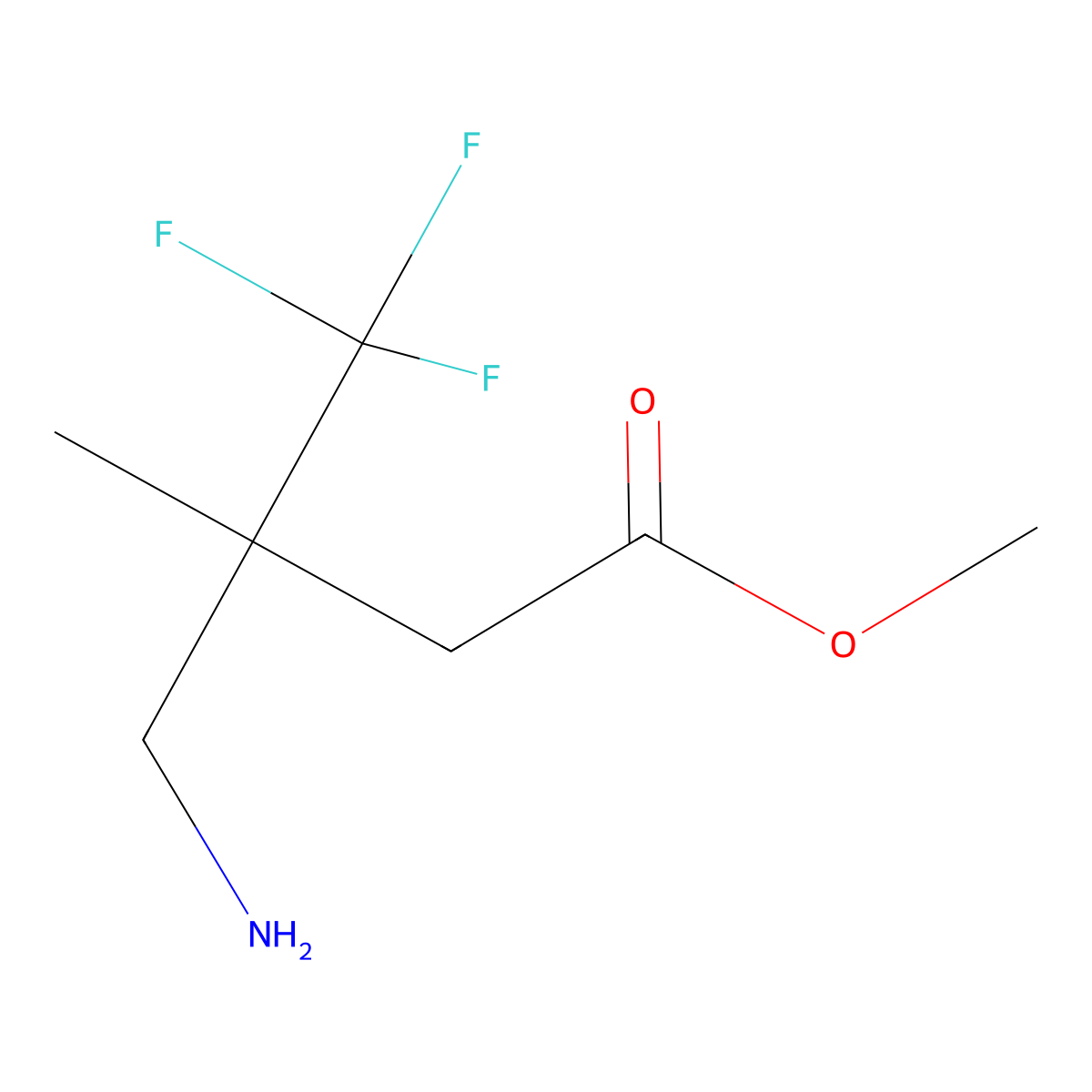 Methyl 4-amino-3-methyl-3-(trifluoromethyl)butanoate molecular structure, CAS 2490430-04-9