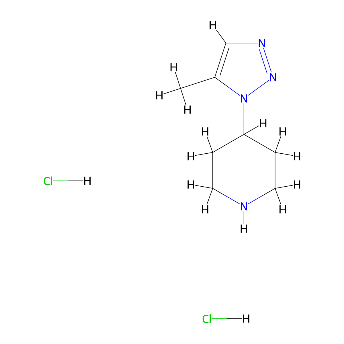 4-(5-methyl-1H-1,2,3-triazol-1-yl)piperidine dihydrochloride molecular structure, CAS 2490430-10-7