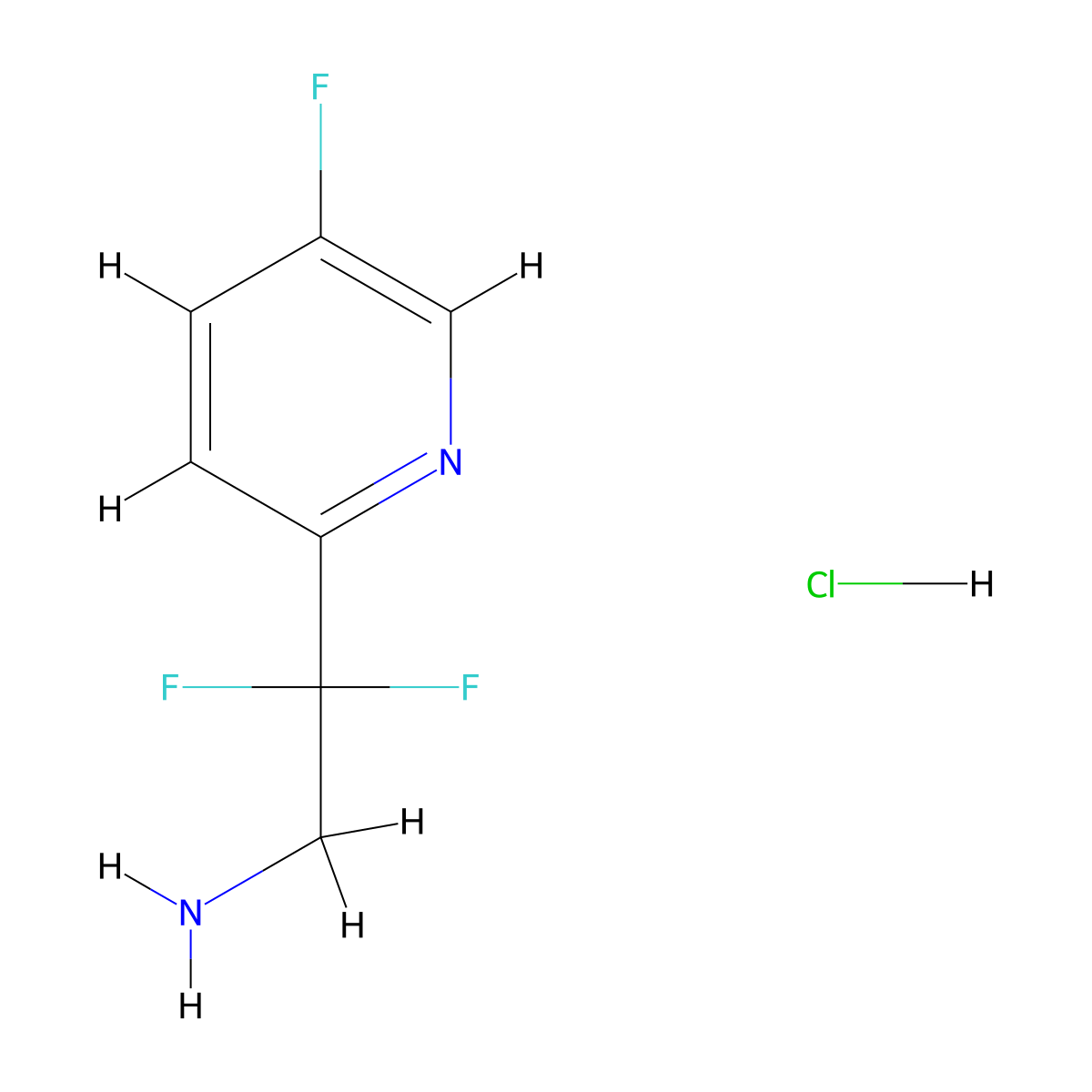 2,2-Difluoro-2-(5-fluoropyridin-2-yl)ethanamine;hydrochloride molecular structure, CAS 2490430-13-0