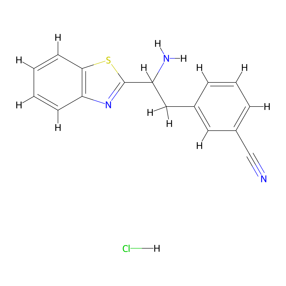 3-[2-Amino-2-(1,3-benzothiazol-2-yl)ethyl]benzonitrile hydrochloride molecular structure, CAS 2490430-19-6