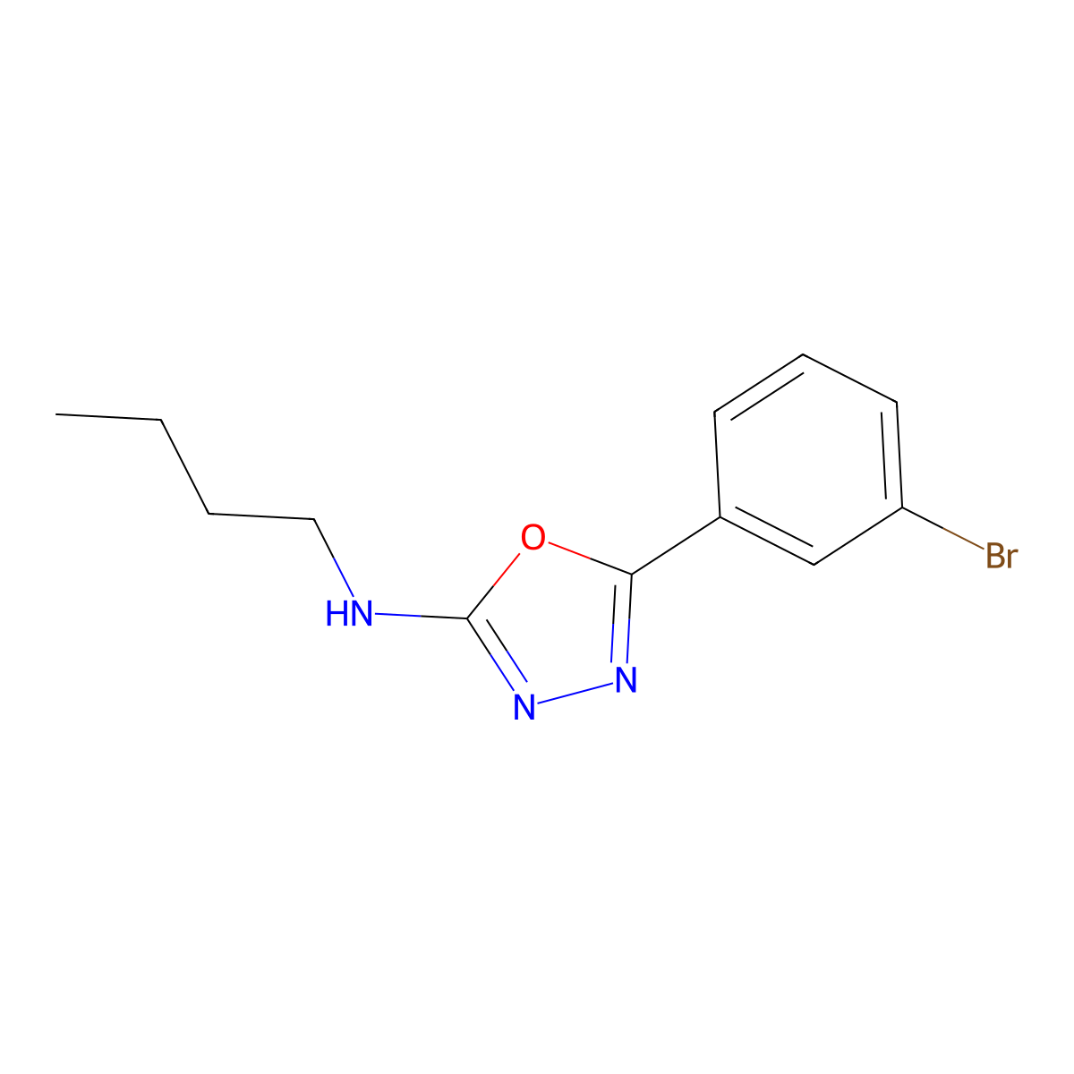 5-(3-Bromophenyl)-N-butyl-1,3,4-oxadiazol-2-amine molecular structure, CAS 2490430-26-5