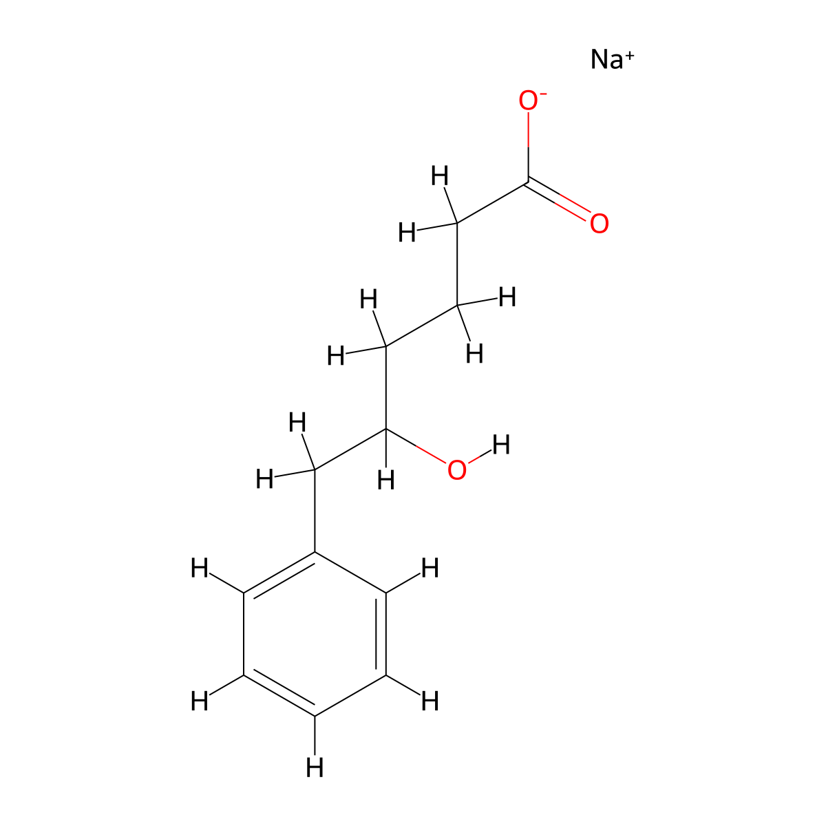 Sodium 5-hydroxy-6-phenylhexanoate molecular structure, CAS 2490430-27-6