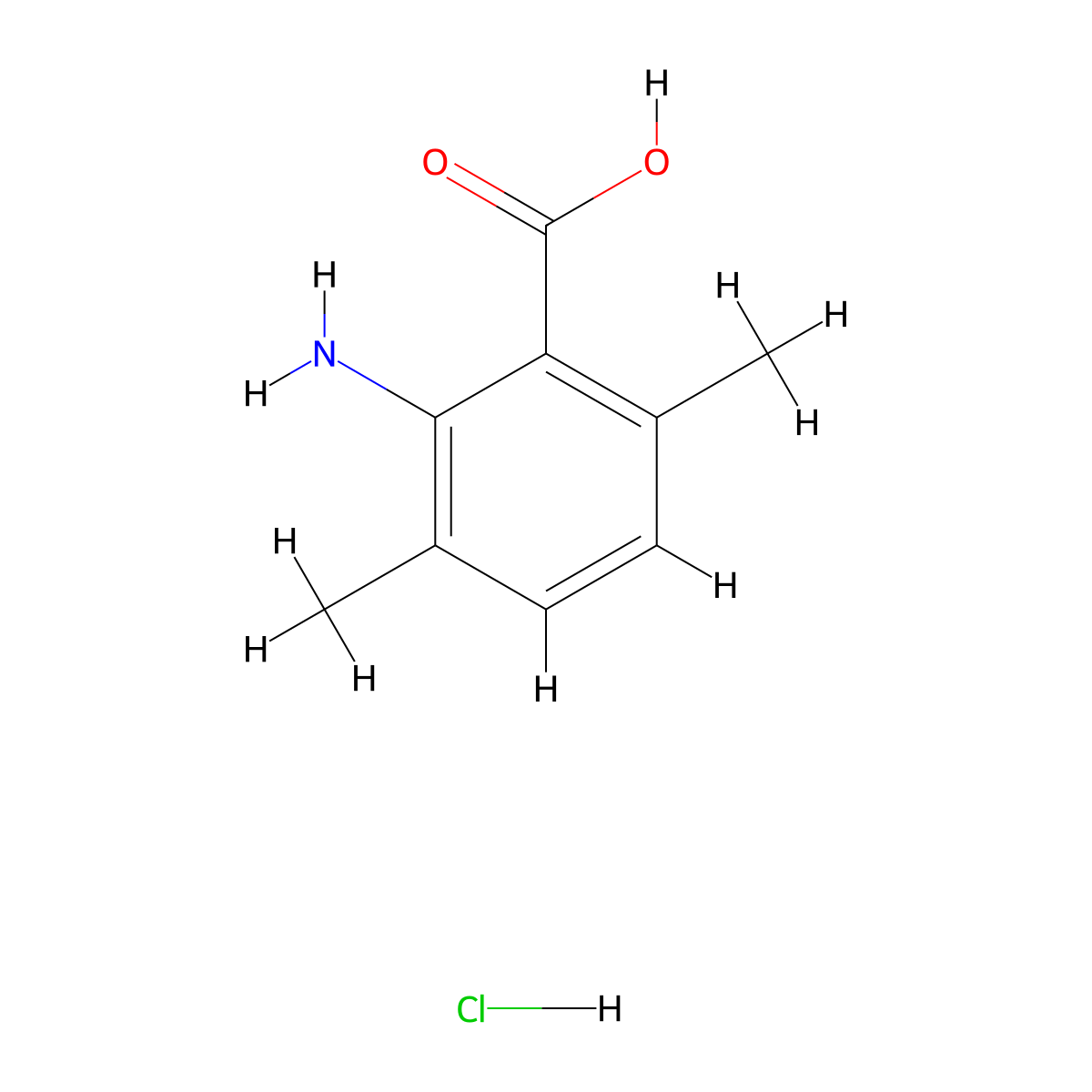 2-Amino-3,6-dimethylbenzoic acid hydrochloride molecular structure, CAS 2490430-29-8