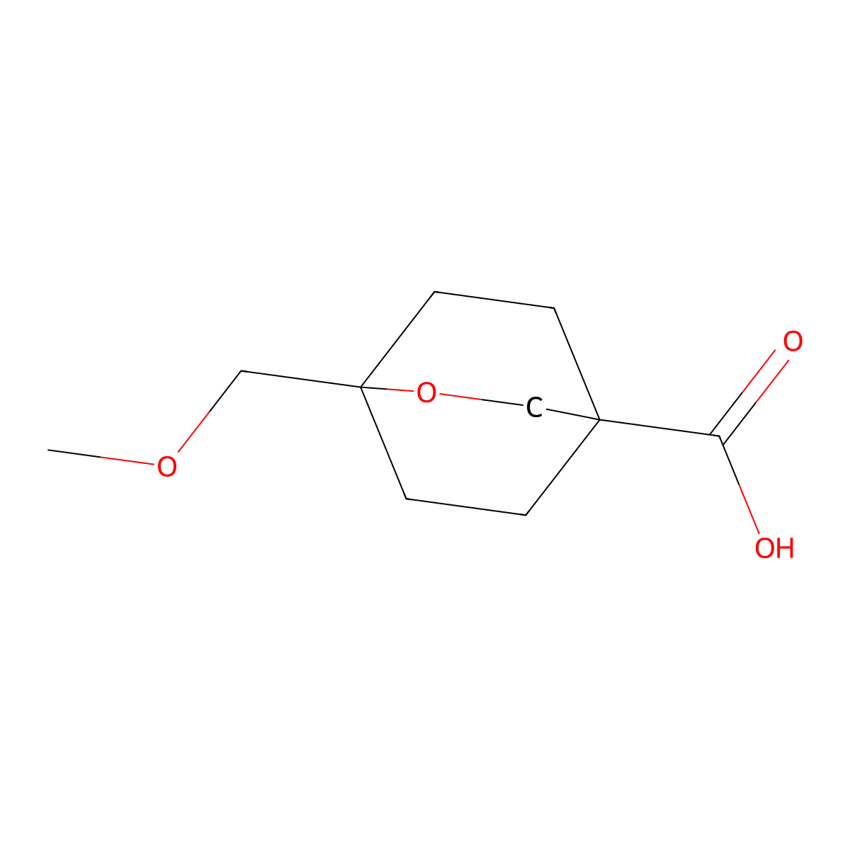 1-(Methoxymethyl)-2-oxabicyclo(2.2.2)octane-4-carboxylic acid molecular structure, CAS 2490430-33-4
