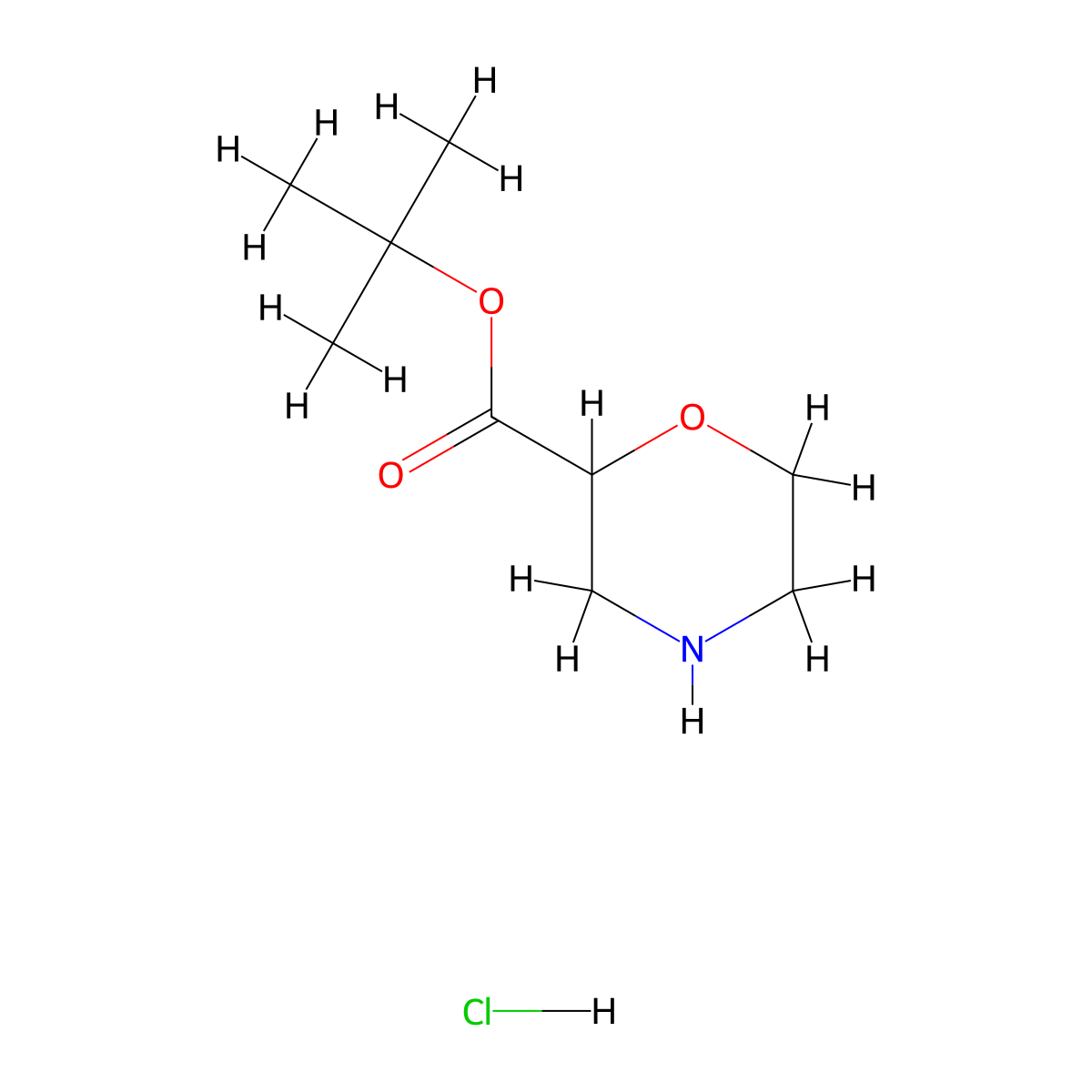 Tert-butyl morpholine-2-carboxylate hydrochloride molecular structure, CAS 2490430-35-6