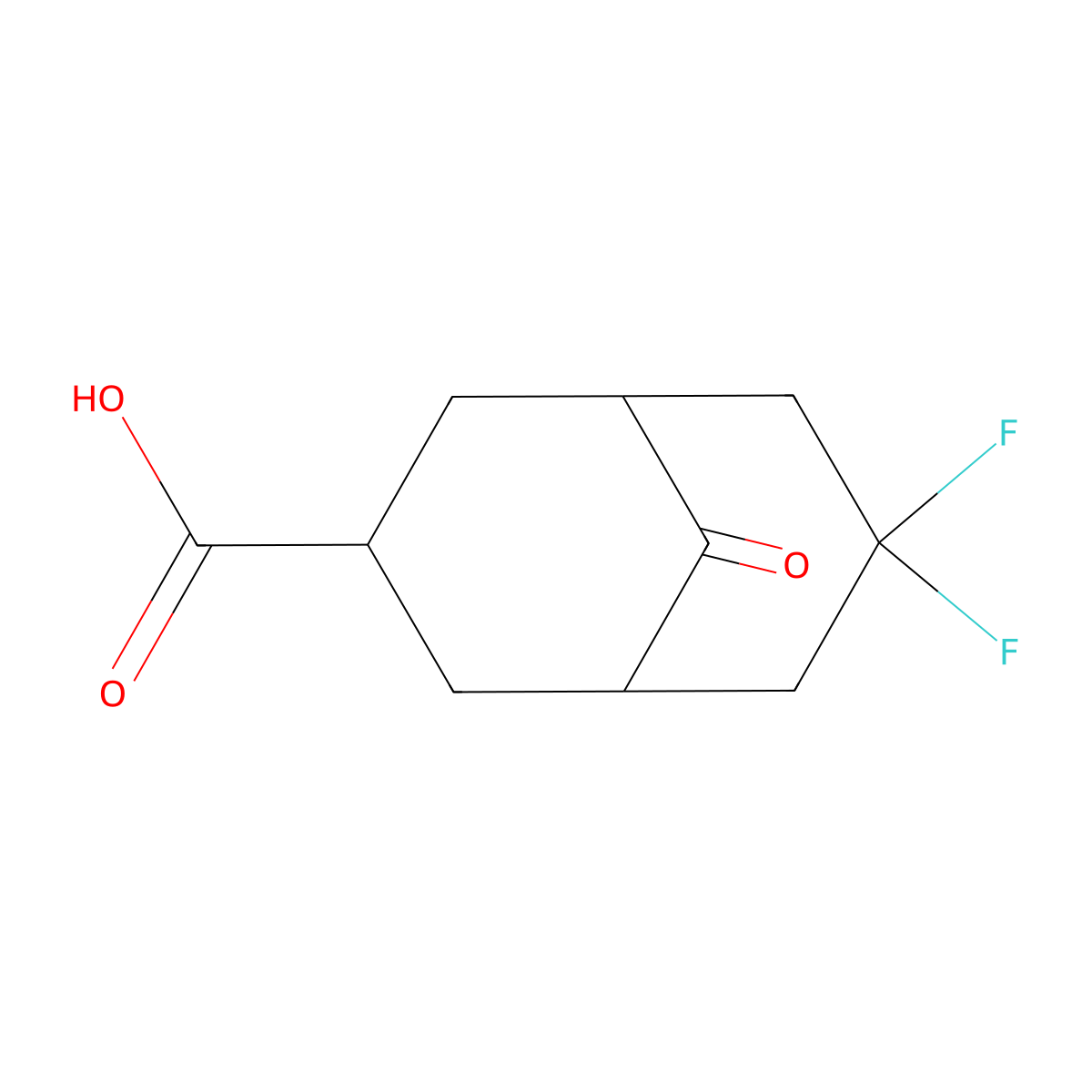 7,7-Difluoro-9-oxobicyclo(3.3.1)nonane-3-carboxylic acid molecular structure, CAS 2490430-36-7