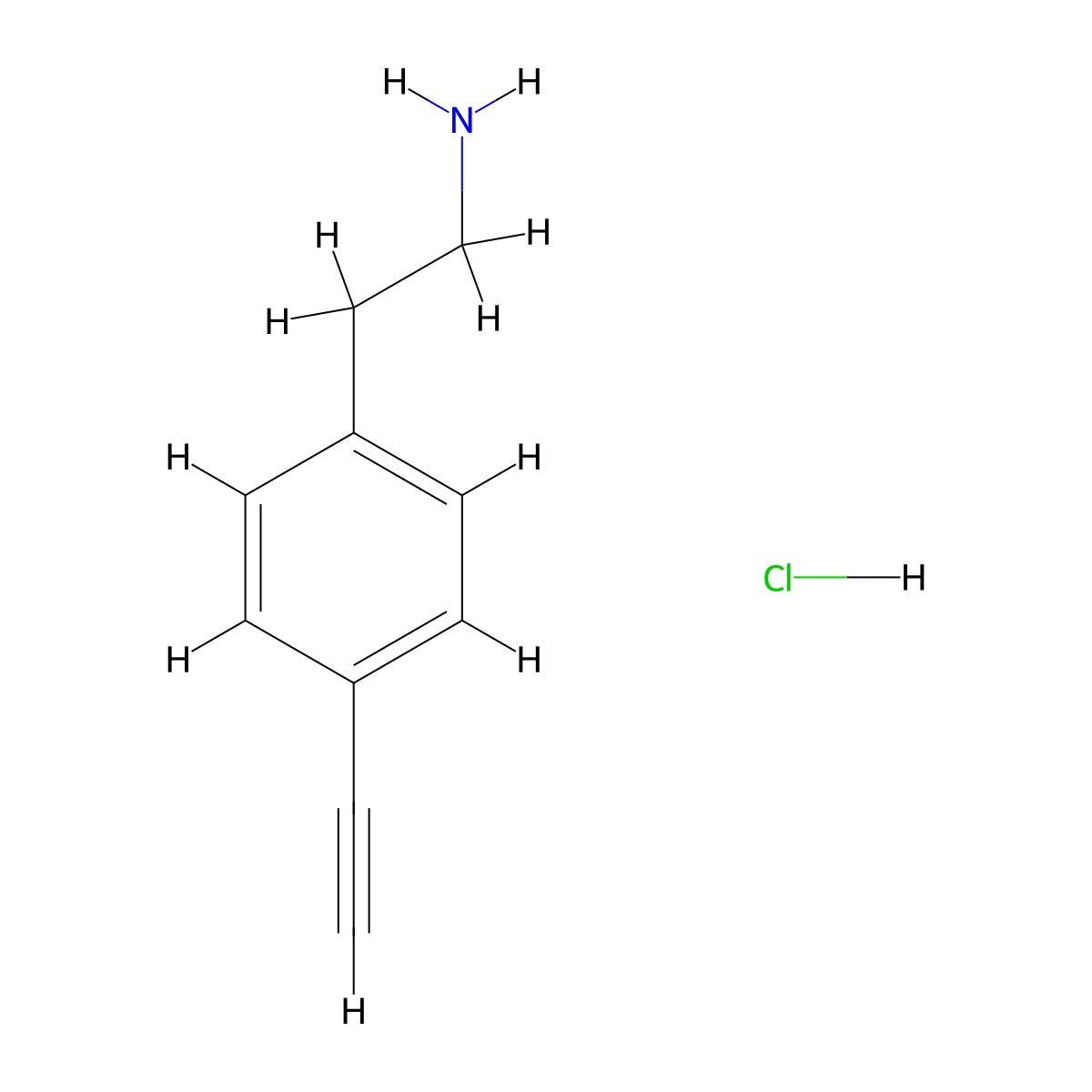 2-(4-Ethynylphenyl)ethan-1-amine hydrochloride molecular structure, CAS 2490431-87-1