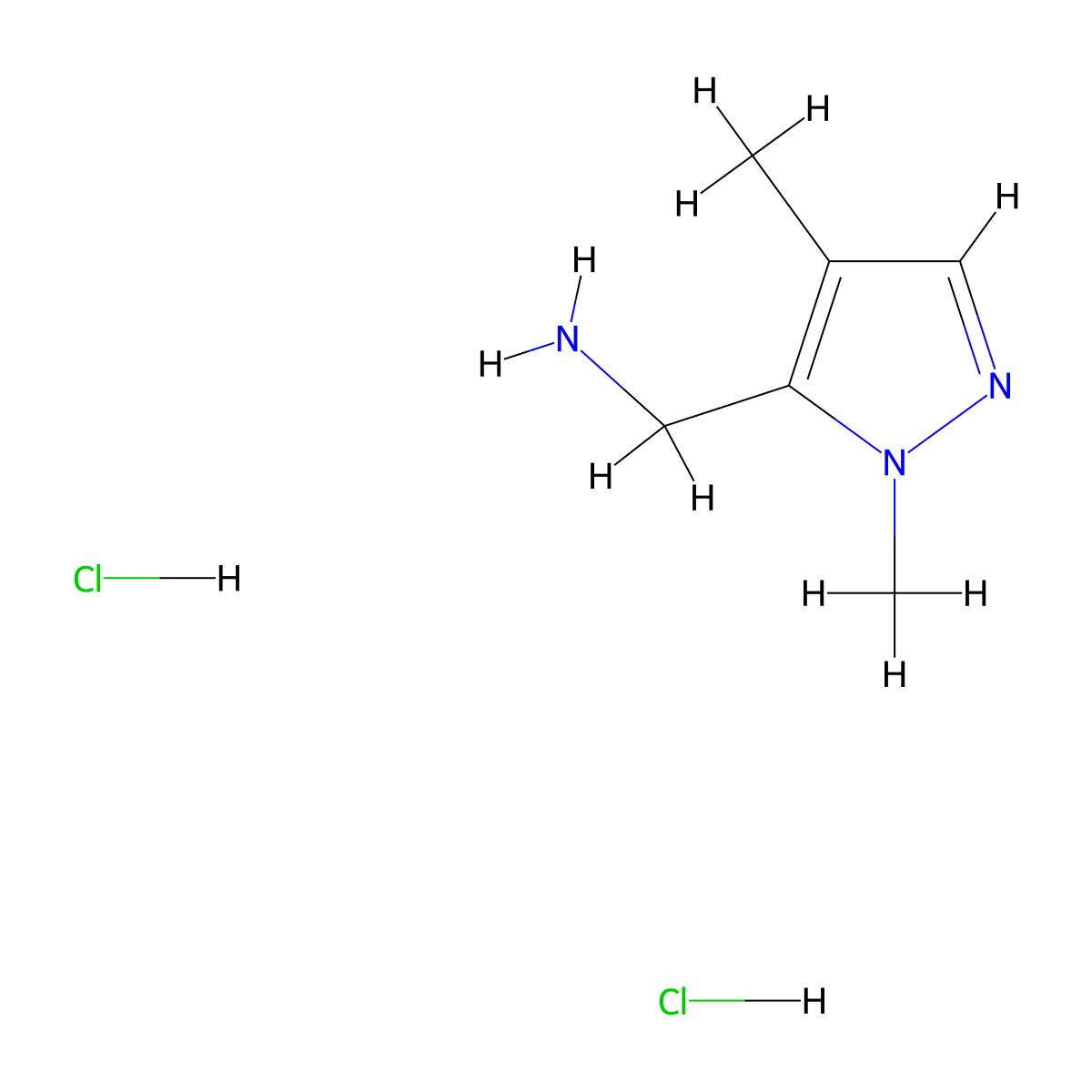 1-(1,4-dimethyl-1H-pyrazol-5-yl)methanamine dihydrochloride molecular structure, CAS 2490431-89-3