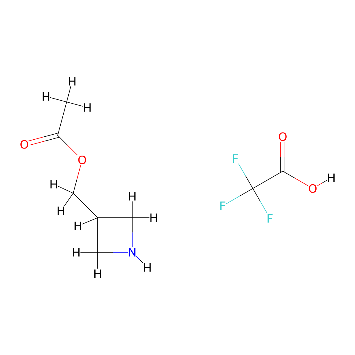 (Azetidin-3-yl)methyl acetate; trifluoroacetic acid molecular structure, CAS 2490432-16-9