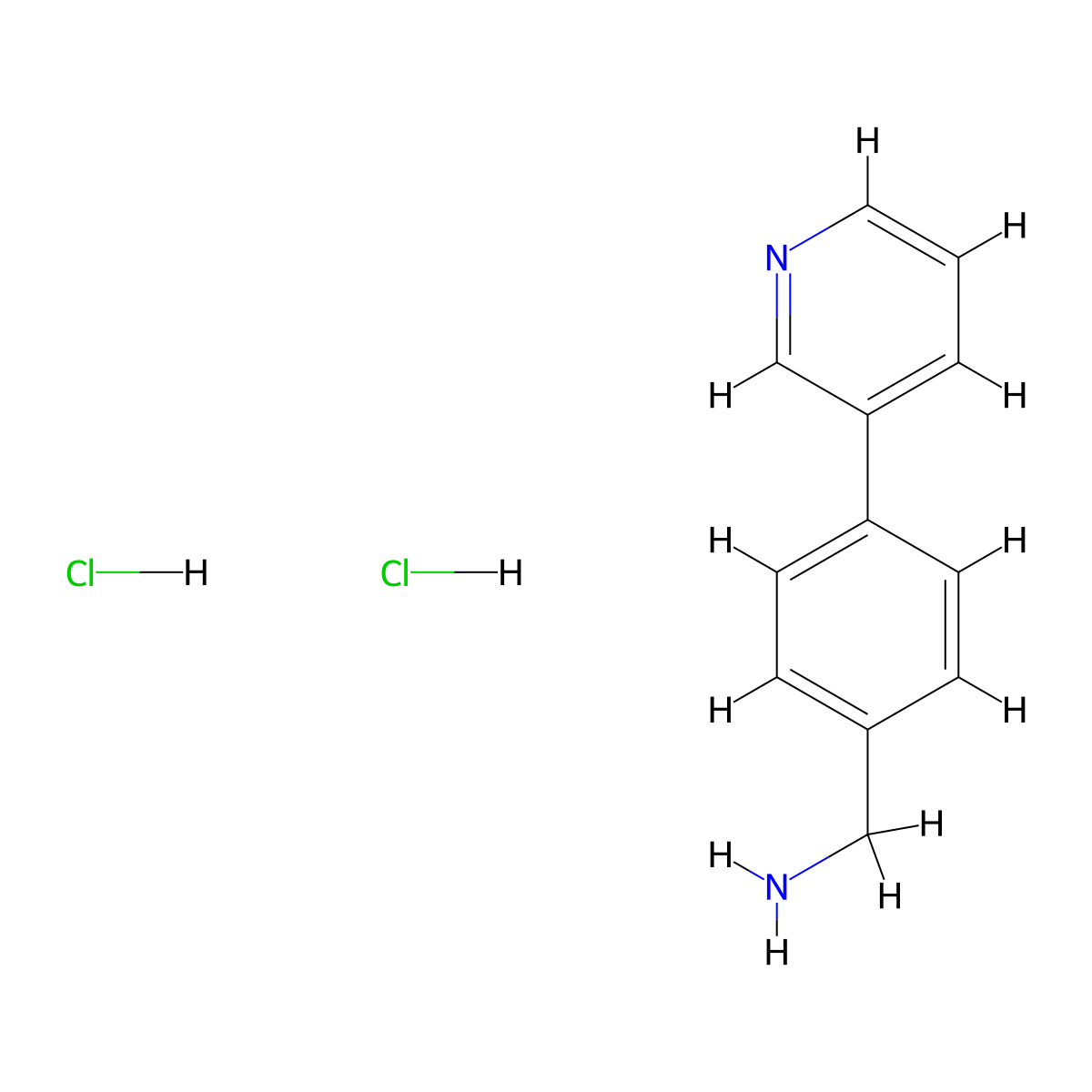 (4-(Pyridin-3-yl)phenyl)methanamine dihydrochloride molecular structure, CAS 2490432-24-9
