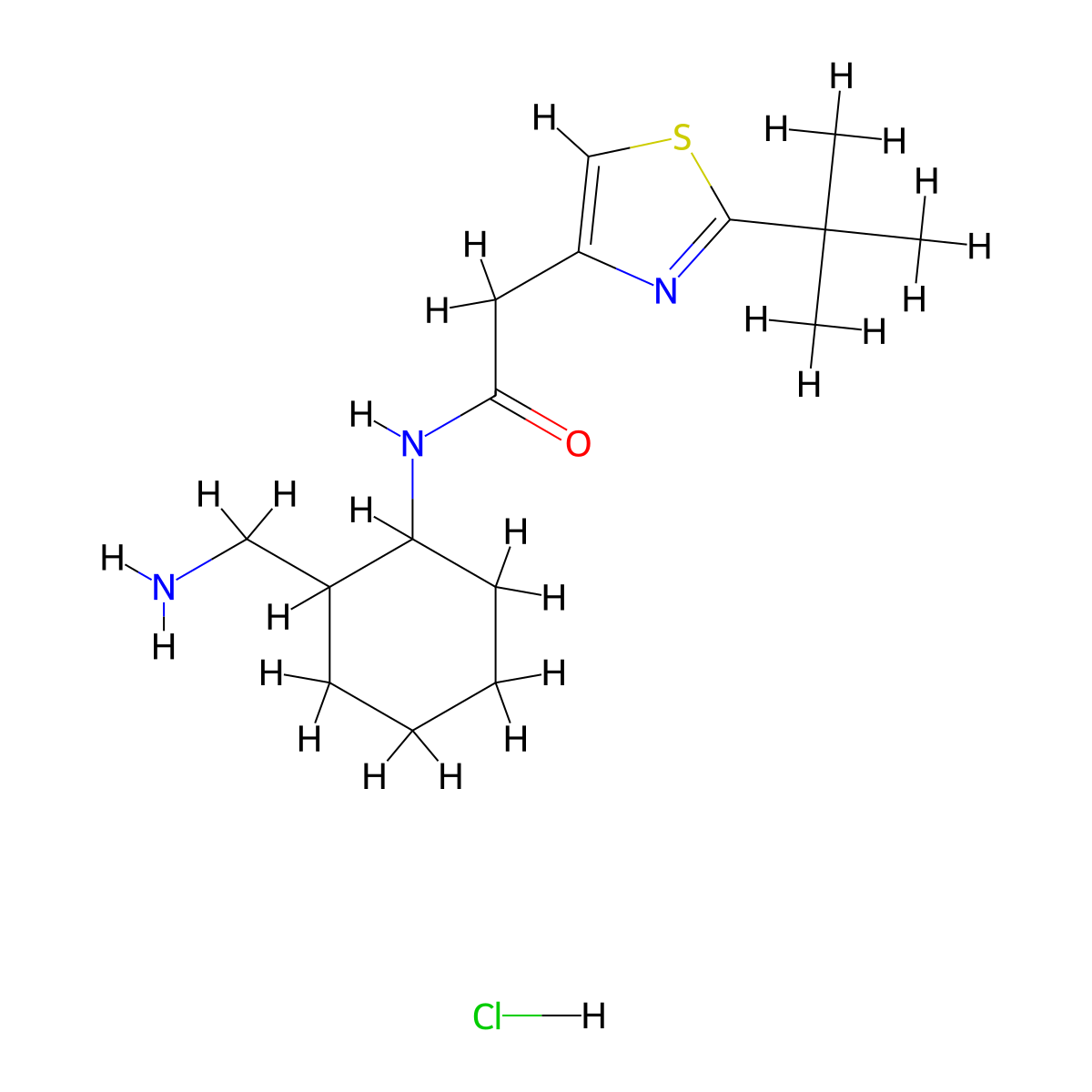 N-[2-(aminomethyl)cyclohexyl]-2-(2-tert-butyl-1,3-thiazol-4-yl)acetamide hydrochloride molecular structure, CAS 2490432-63-6