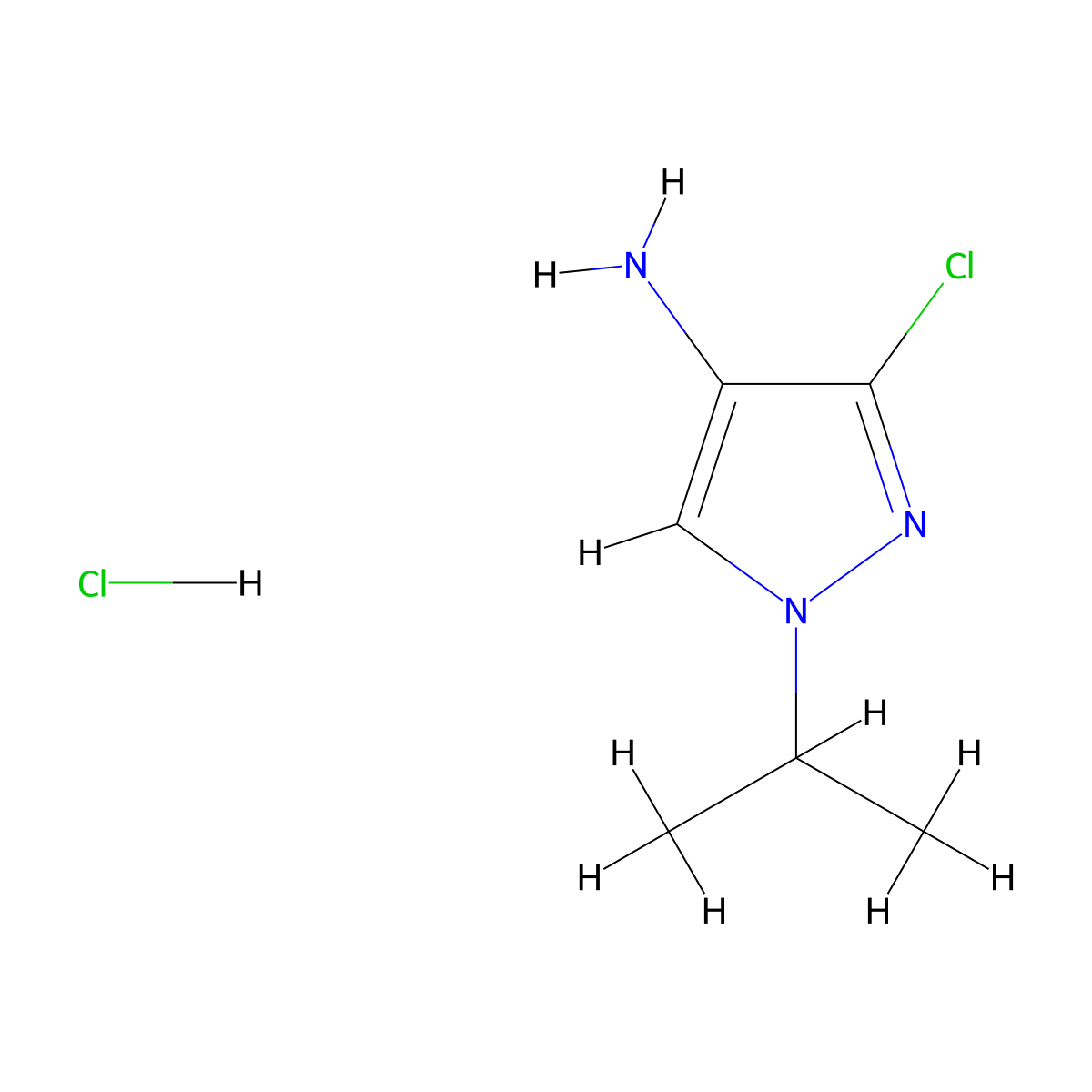 3-Chloro-1-propan-2-ylpyrazol-4-amine;hydrochloride molecular structure, CAS 2490432-64-7