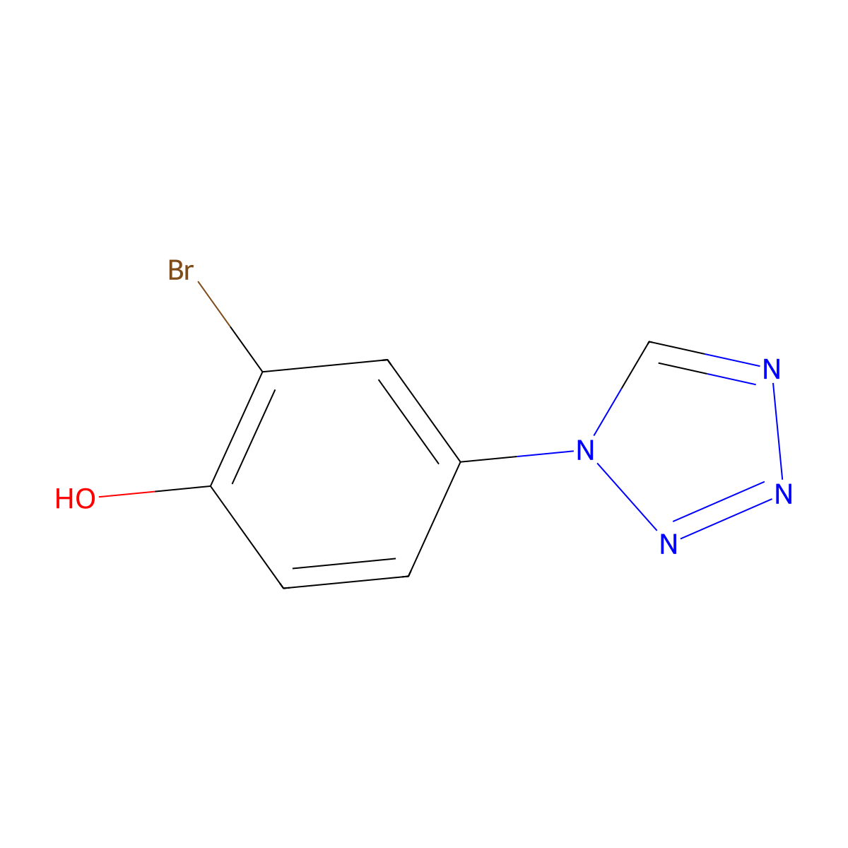 2-bromo-4-(1H-1,2,3,4-tetrazol-1-yl)phenol molecular structure, CAS 2490432-78-3