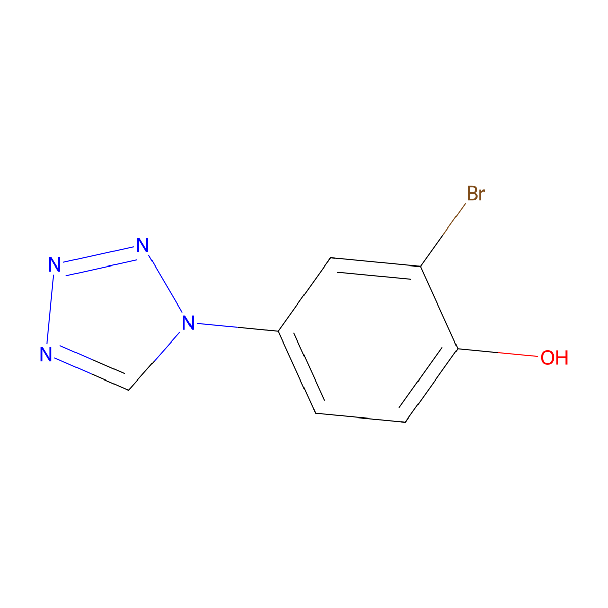 2-bromo-4-(1H-1,2,3,4-tetrazol-1-yl)phenol molecular structure, CAS 2490432-78-3