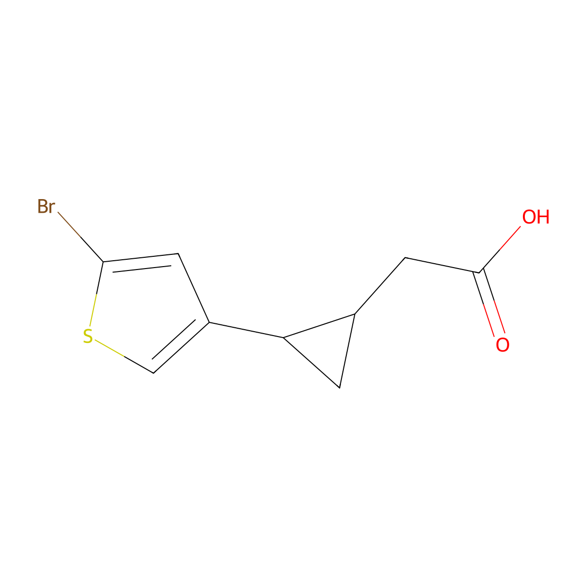 2-[2-(5-Bromothiophen-3-yl)cyclopropyl]acetic acid molecular structure, CAS 2490432-80-7