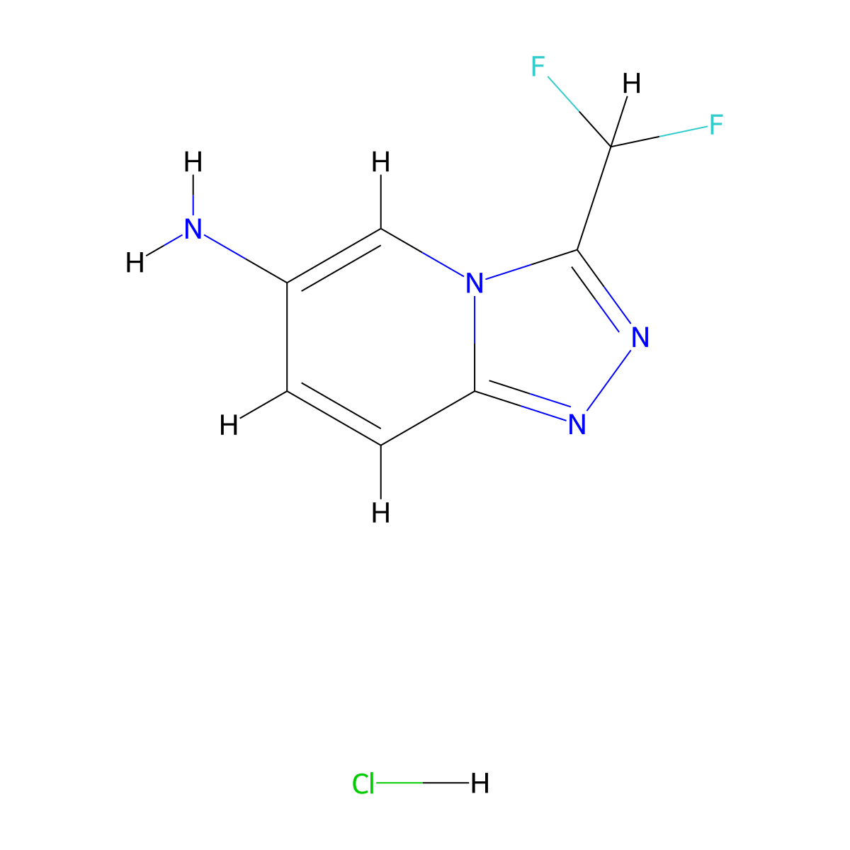 3-(Difluoromethyl)-[1,2,4]triazolo[4,3-a]pyridin-6-amine hydrochloride molecular structure, CAS 2490432-84-1