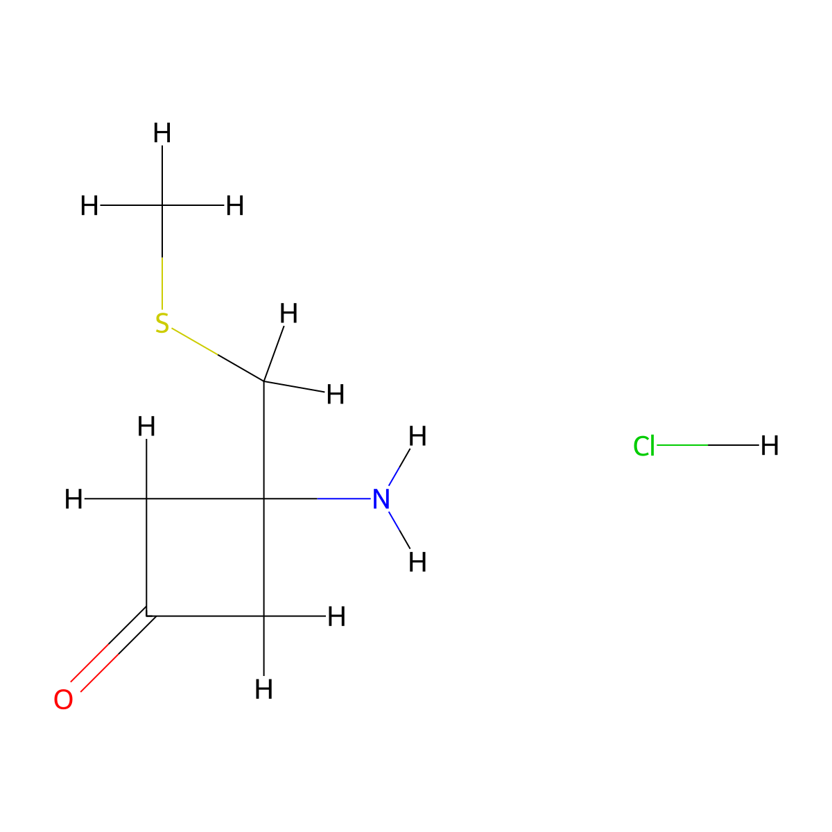3-Amino-3-[(methylsulfanyl)methyl]cyclobutan-1-onehydrochloride molecular structure, CAS 2490432-86-3