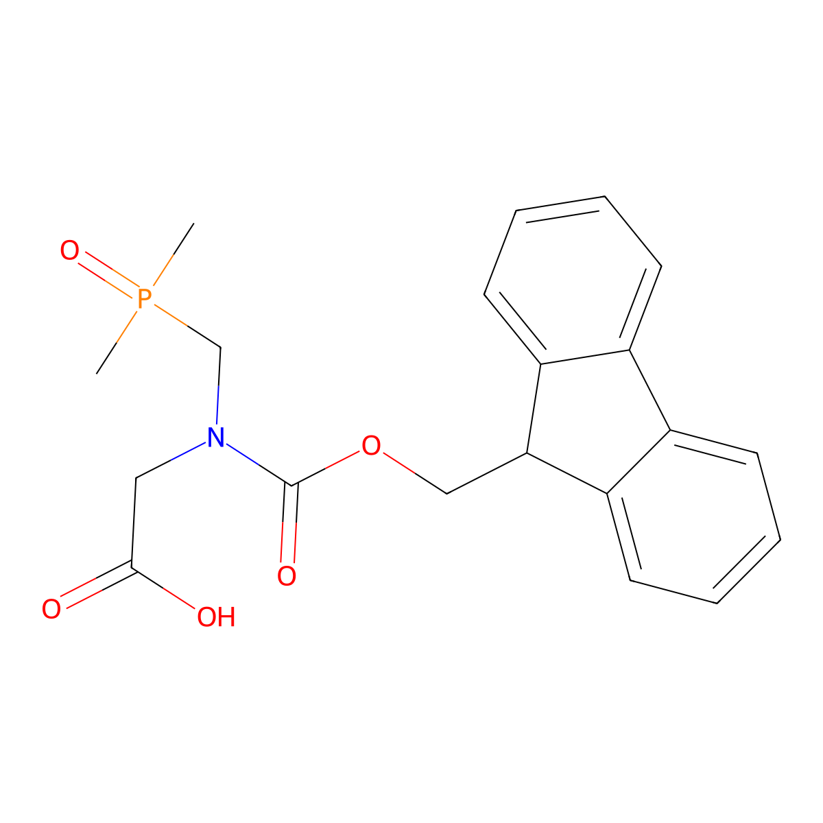 2-[Dimethylphosphorylmethyl(9H-fluoren-9-ylmethoxycarbonyl)amino]acetic acid molecular structure, CAS 2490432-88-5