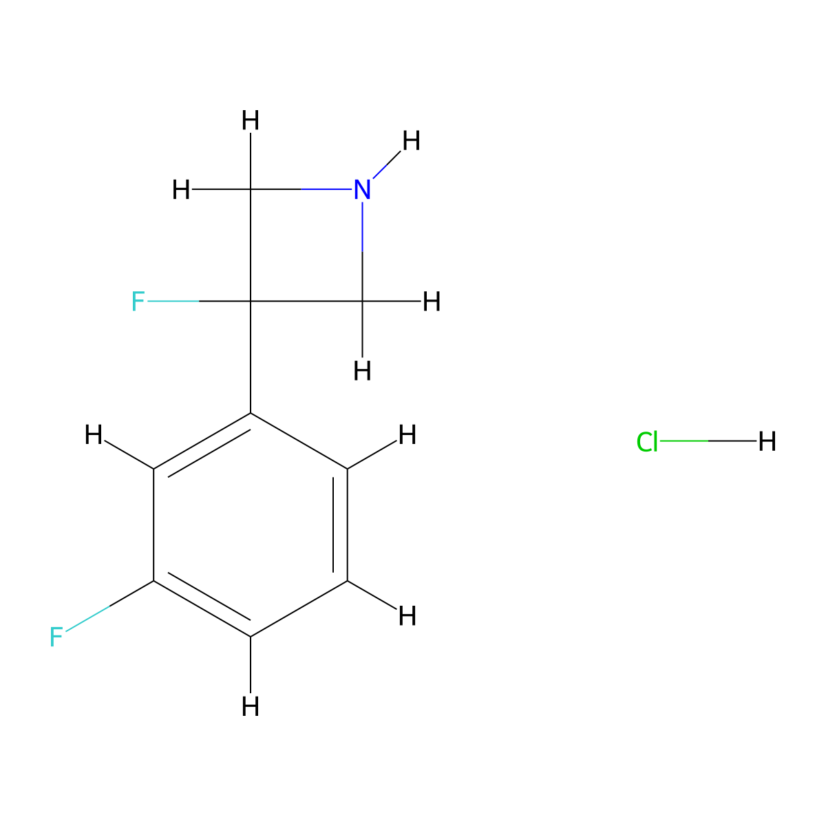 3-Fluoro-3-(3-fluorophenyl)azetidine;hydrochloride molecular structure, CAS 2490432-91-0
