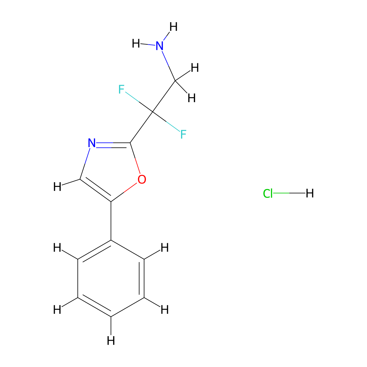 2,2-Difluoro-2-(5-phenyl-1,3-oxazol-2-yl)ethan-1-aminehydrochloride molecular structure, CAS 2490432-93-2