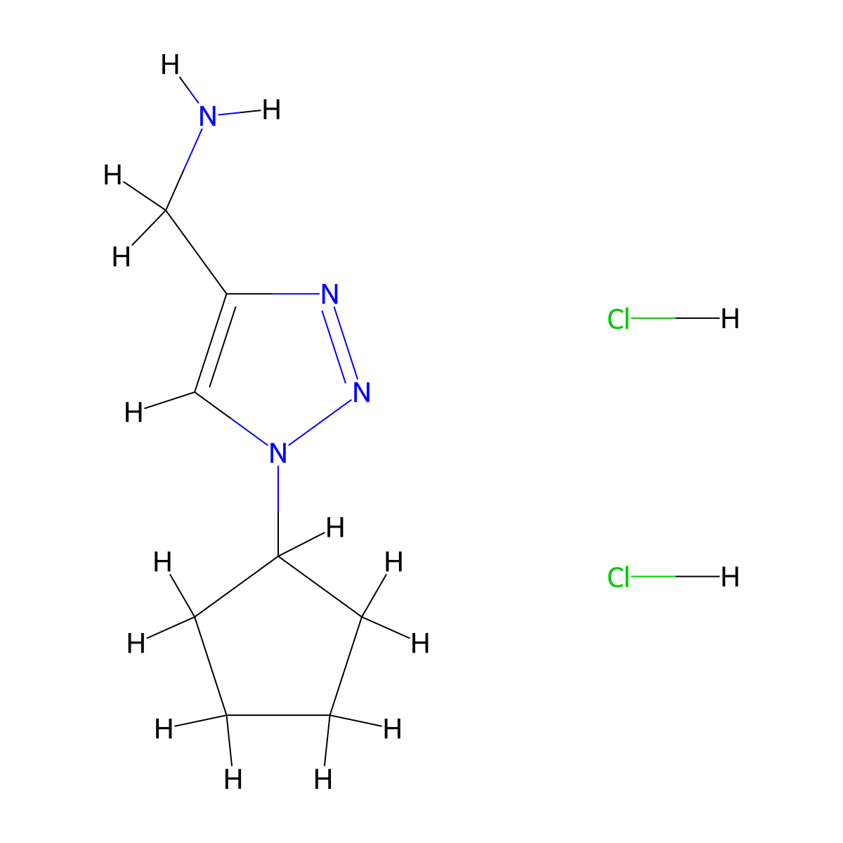 (1-Cyclopentyltriazol-4-yl)methanamine;dihydrochloride molecular structure, CAS 2490432-95-4