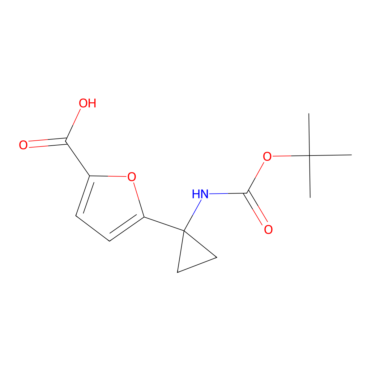 5-(1-{[(Tert-butoxy)carbonyl]amino}cyclopropyl)furan-2-carboxylicacid molecular structure, CAS 2490432-96-5