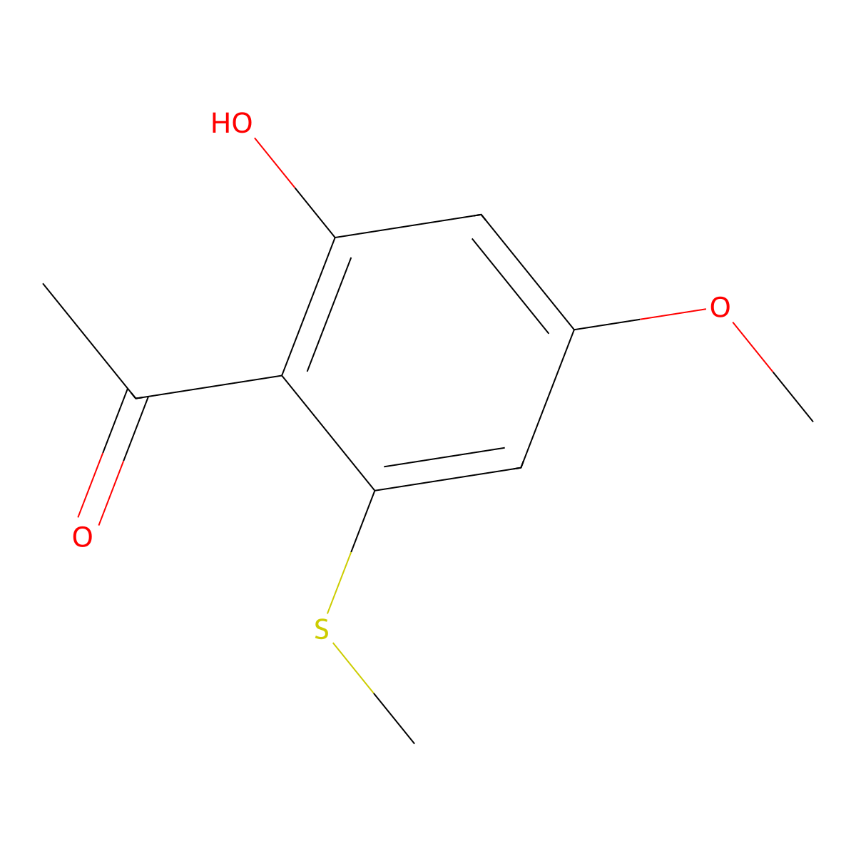 1-[2-Hydroxy-4-methoxy-6-(methylsulfanyl)phenyl]ethan-1-one molecular structure, CAS 2490432-97-6