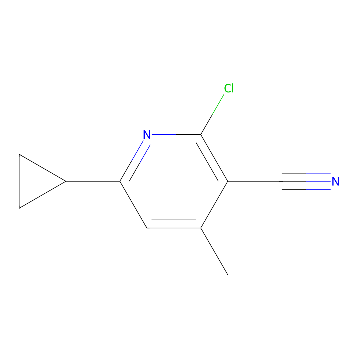 2-Chloro-6-cyclopropyl-4-methylpyridine-3-carbonitrile molecular structure, CAS 2490435-66-8