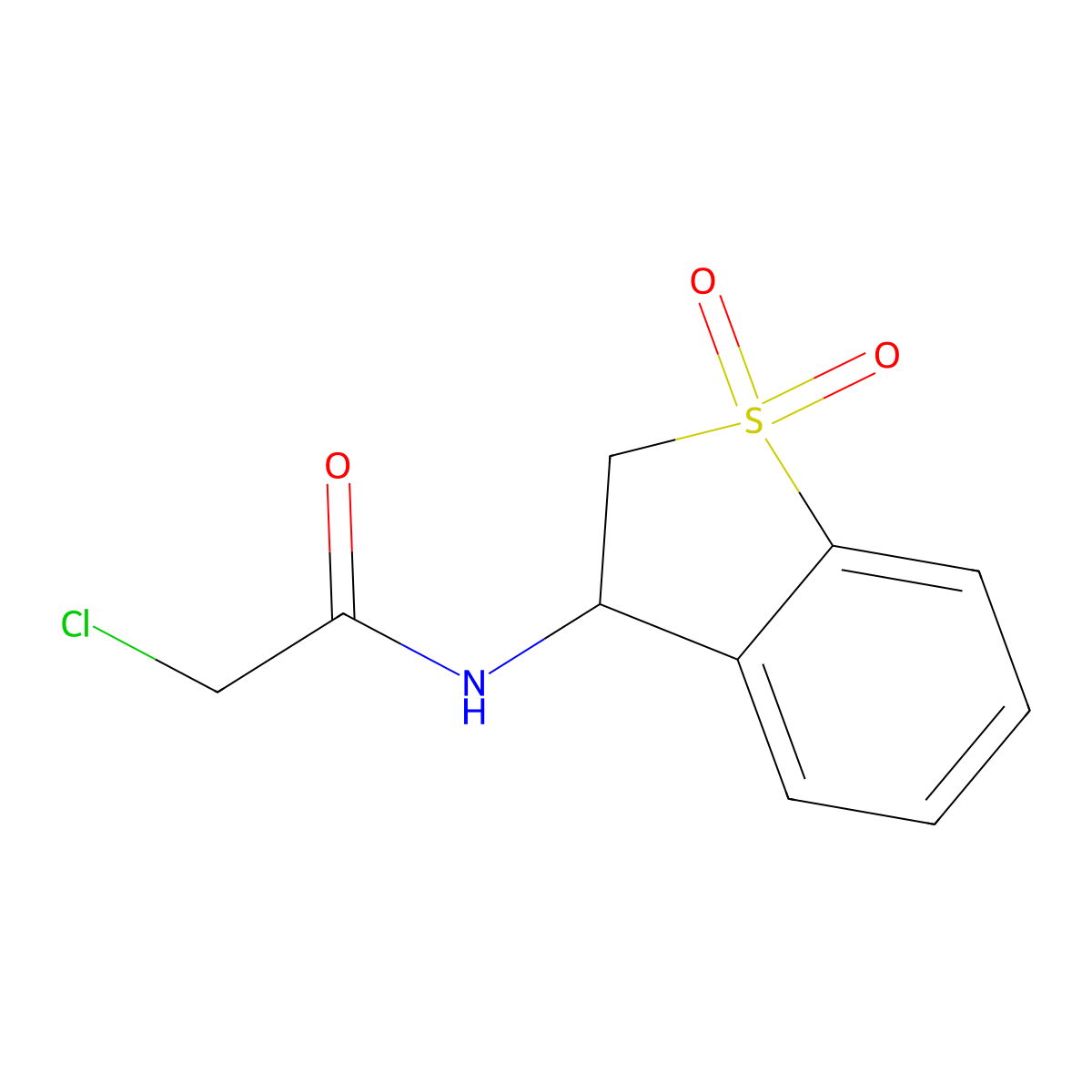2-chloro-N-(1,1-dioxo-2,3-dihydro-1lambda6-benzothiophen-3-yl)acetamide molecular structure, CAS 2490435-82-8