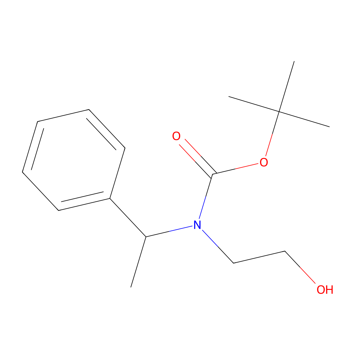 tert-butyl N-(2-hydroxyethyl)-N-[(1R)-1-phenylethyl]carbamate molecular structure, CAS 2490566-80-6
