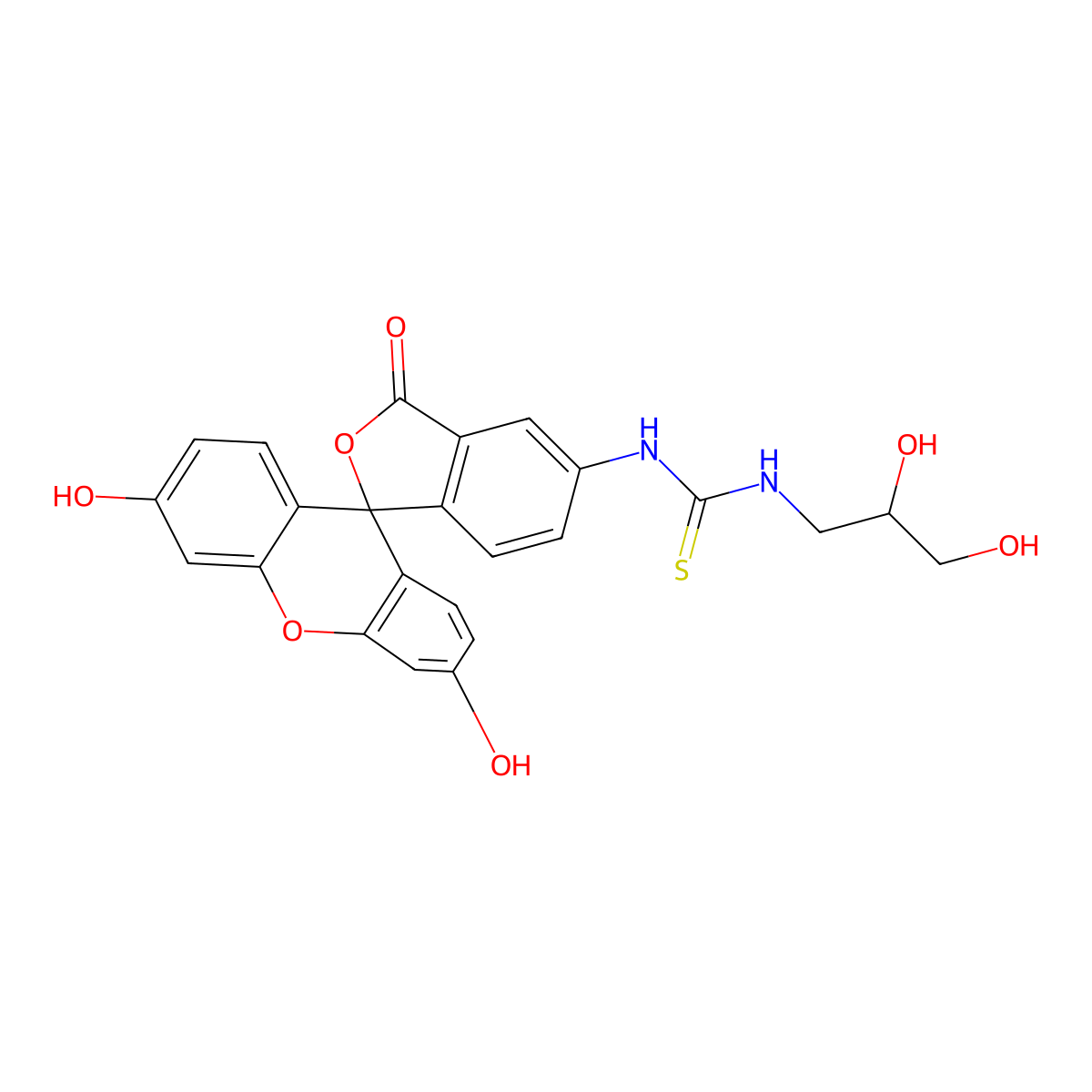 1-(3',6'-Dihydroxy-3-oxo-3h-spiro[isobenzofuran-1,9'-xanthen]-5-yl)-3-(2,3-dihydroxypropyl)thiourea molecular structure, CAS 2490665-67-1