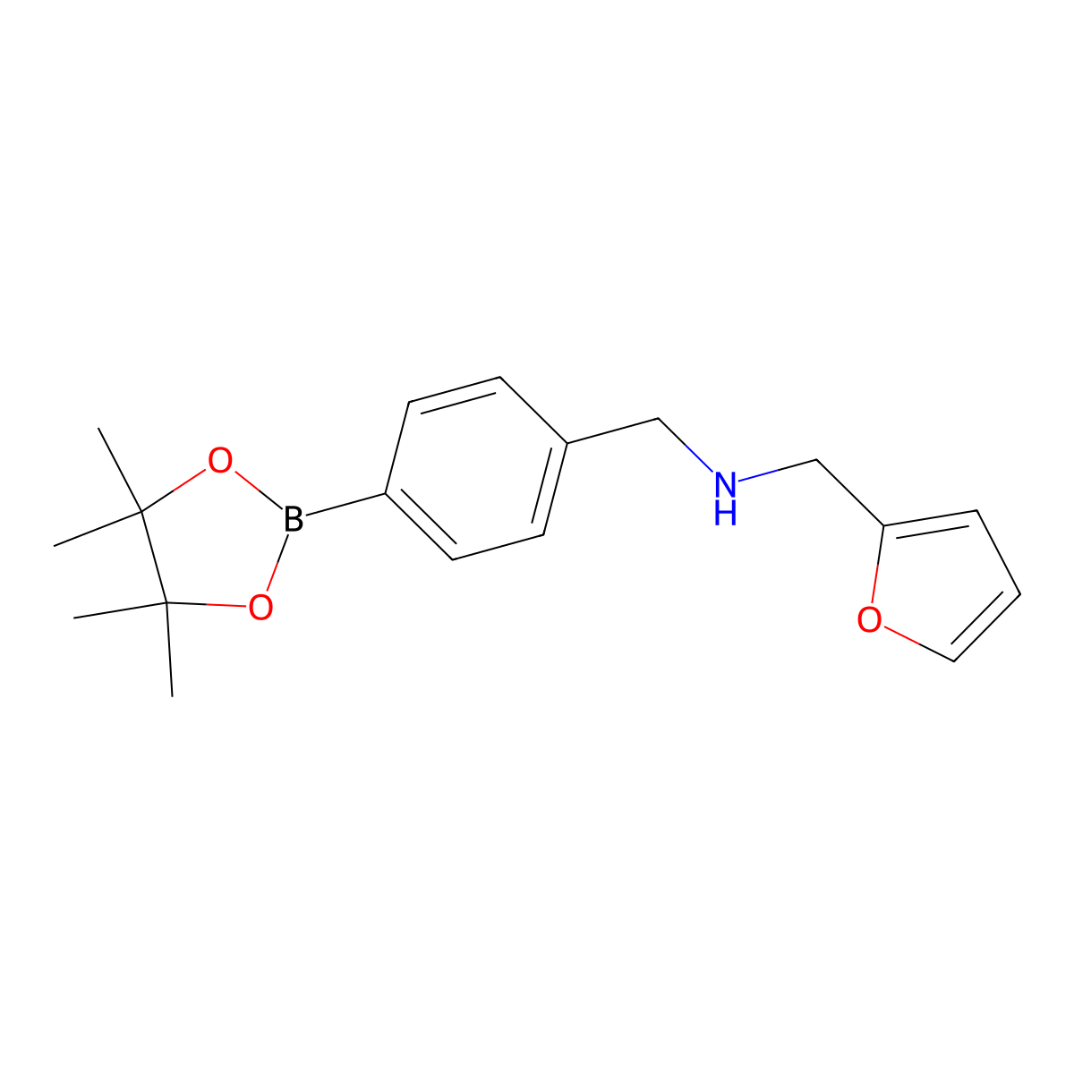 4-(4-Furfuryl)aminomethyl phenyl boronic acid pinacol ester molecular structure, CAS 2490665-84-2