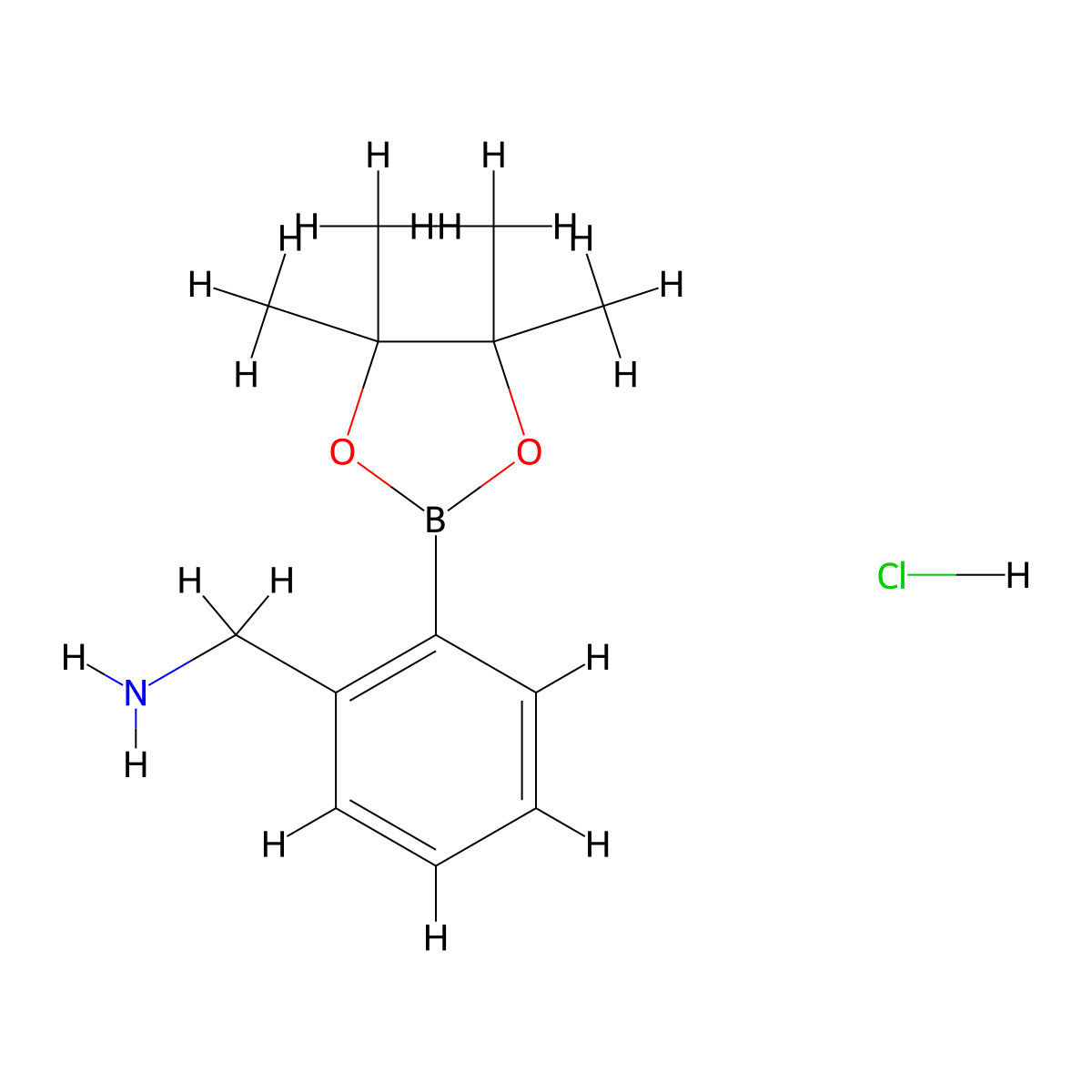 (2-(Tetramethyl-1,3,2-dioxaborolan-2-yl)phenyl)methanamine hydrochloride molecular structure, CAS 2490665-87-5