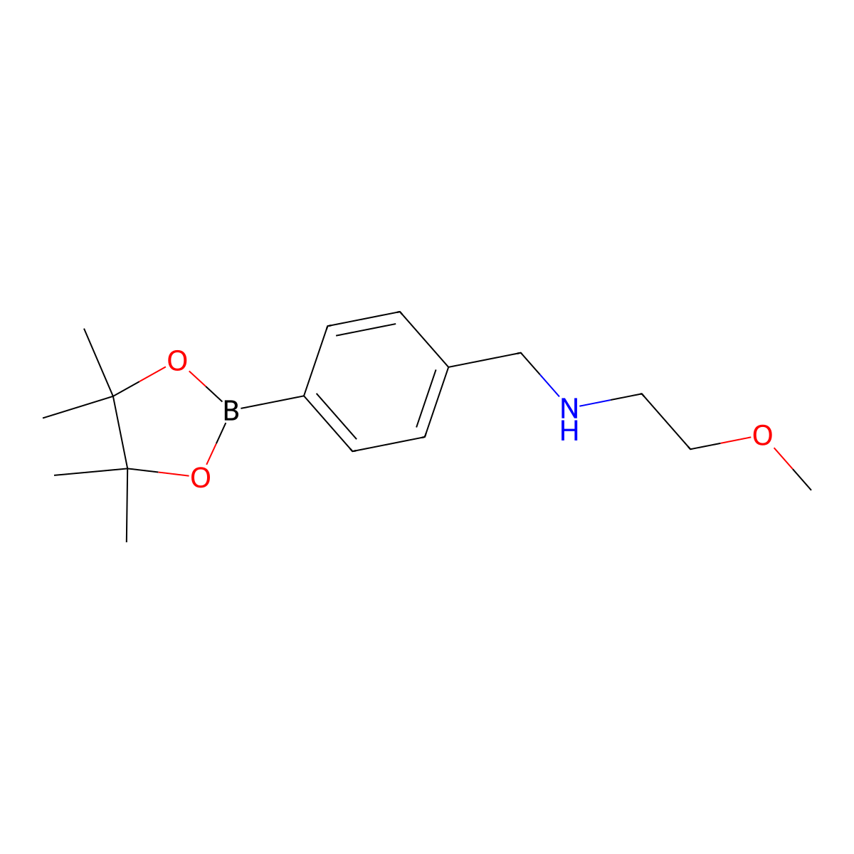2-Methoxy-N-(4-(4,4,5,5-tetramethyl-1,3,2-dioxaborolan-2-yl)benzyl)ethanamine molecular structure, CAS 2490665-88-6
