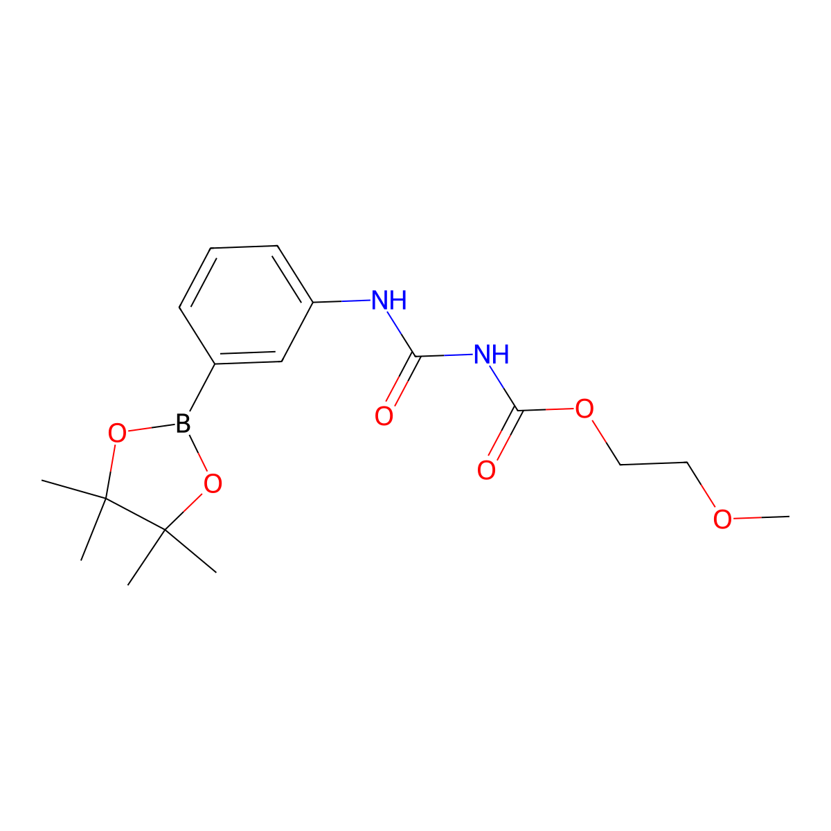 3-(3-((2-Methoxyethoxy)carbonyl)ureido)phenylboronic acid pinacol ester molecular structure, CAS 2490665-94-4