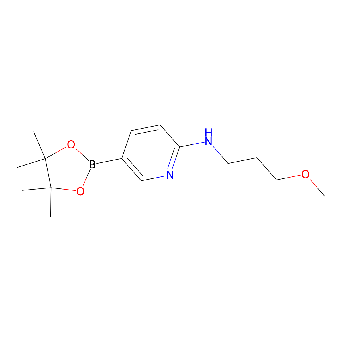 N-(3-methoxypropyl)-5-(tetramethyl-1,3,2-dioxaborolan-2-yl)pyridin-2-amine molecular structure, CAS 2490665-95-5