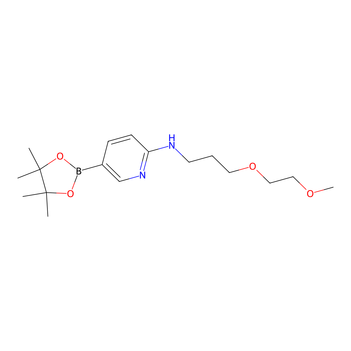 N-[3-(2-methoxyethoxy)propyl]-5-(tetramethyl-1,3,2-dioxaborolan-2-yl)pyridin-2-amine molecular structure, CAS 2490665-96-6