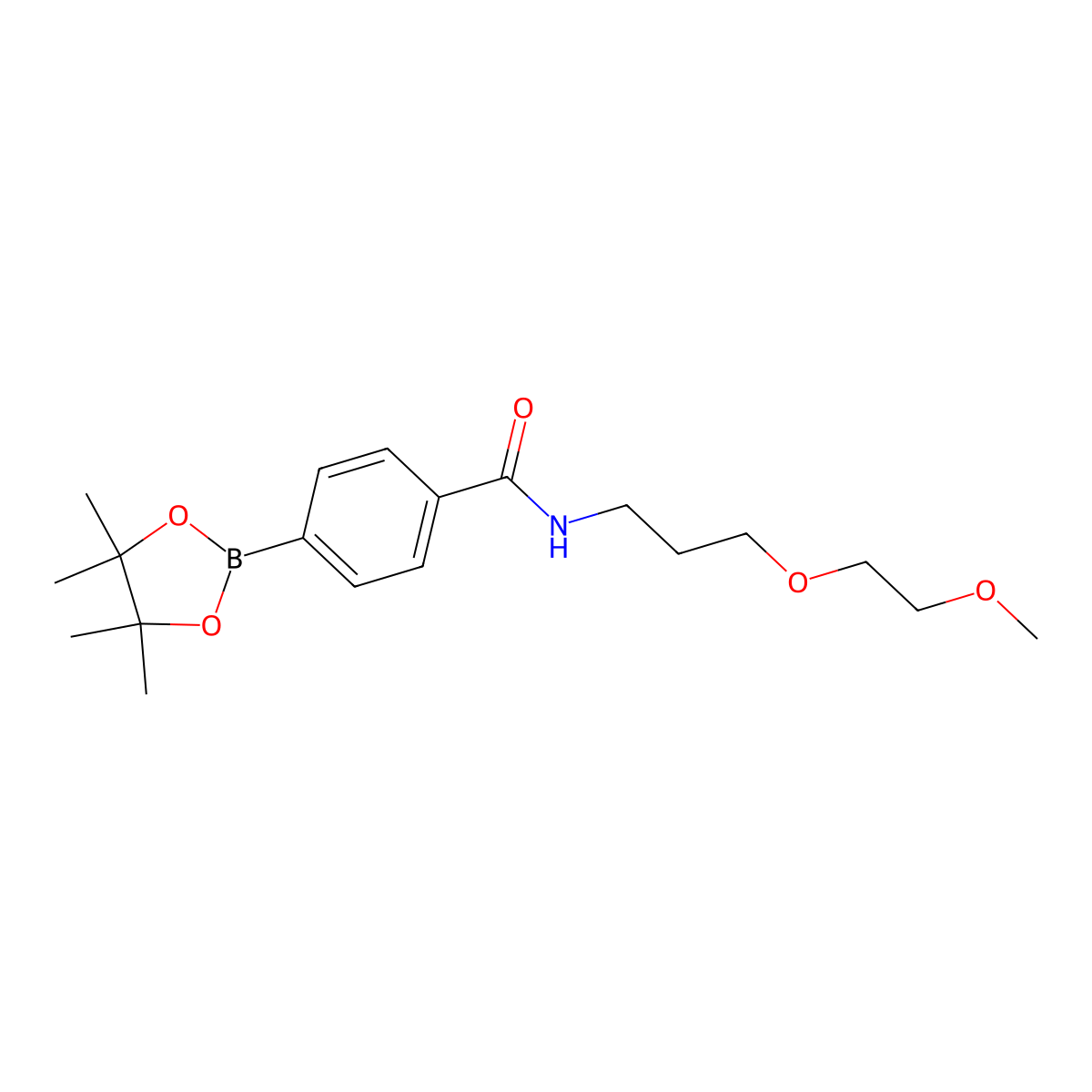 N-[3-(2-methoxyethoxy)propyl]-4-(tetramethyl-1,3,2-dioxaborolan-2-yl)benzamide molecular structure, CAS 2490665-99-9