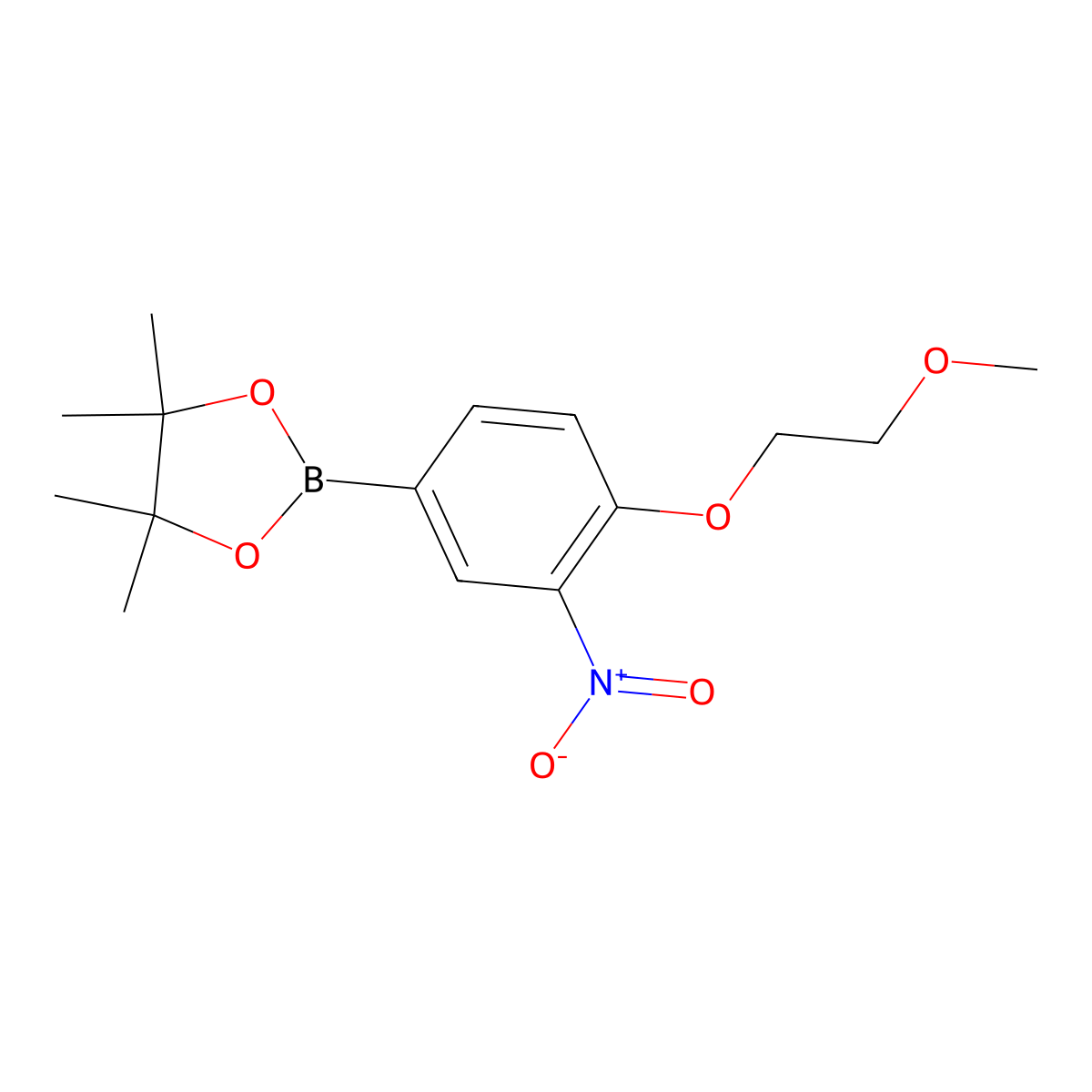 2-[4-(2-Methoxyethoxy)-3-nitrophenyl]-4,4,5,5-tetramethyl-1,3,2-dioxaborolane molecular structure, CAS 2490666-00-5