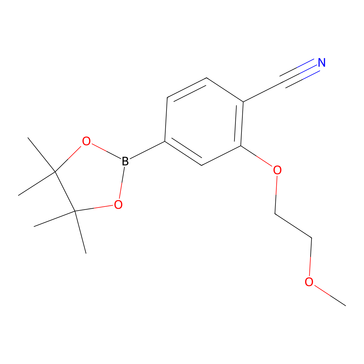 2-(2-Methoxyethoxy)-4-(4,4,5,5-tetramethyl-1,3,2-dioxaborolan-2-yl)benzonitrile molecular structure, CAS 2490666-05-0