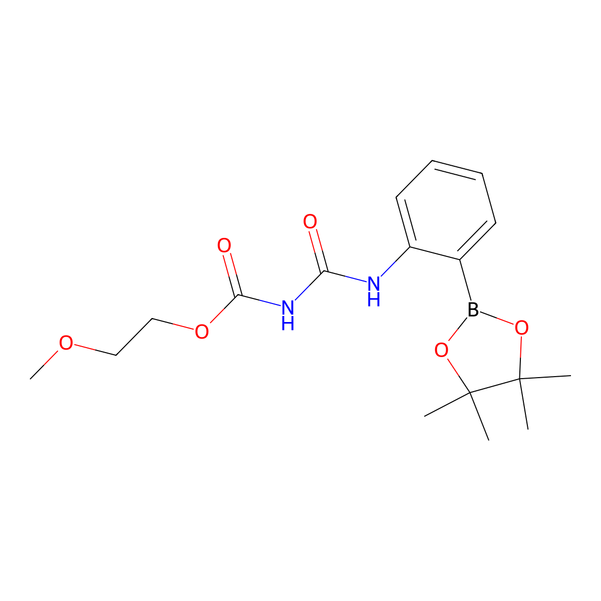 2-methoxyethyl N-{[2-(tetramethyl-1,3,2-dioxaborolan-2-yl)phenyl]carbamoyl}carbamate molecular structure, CAS 2490666-09-4